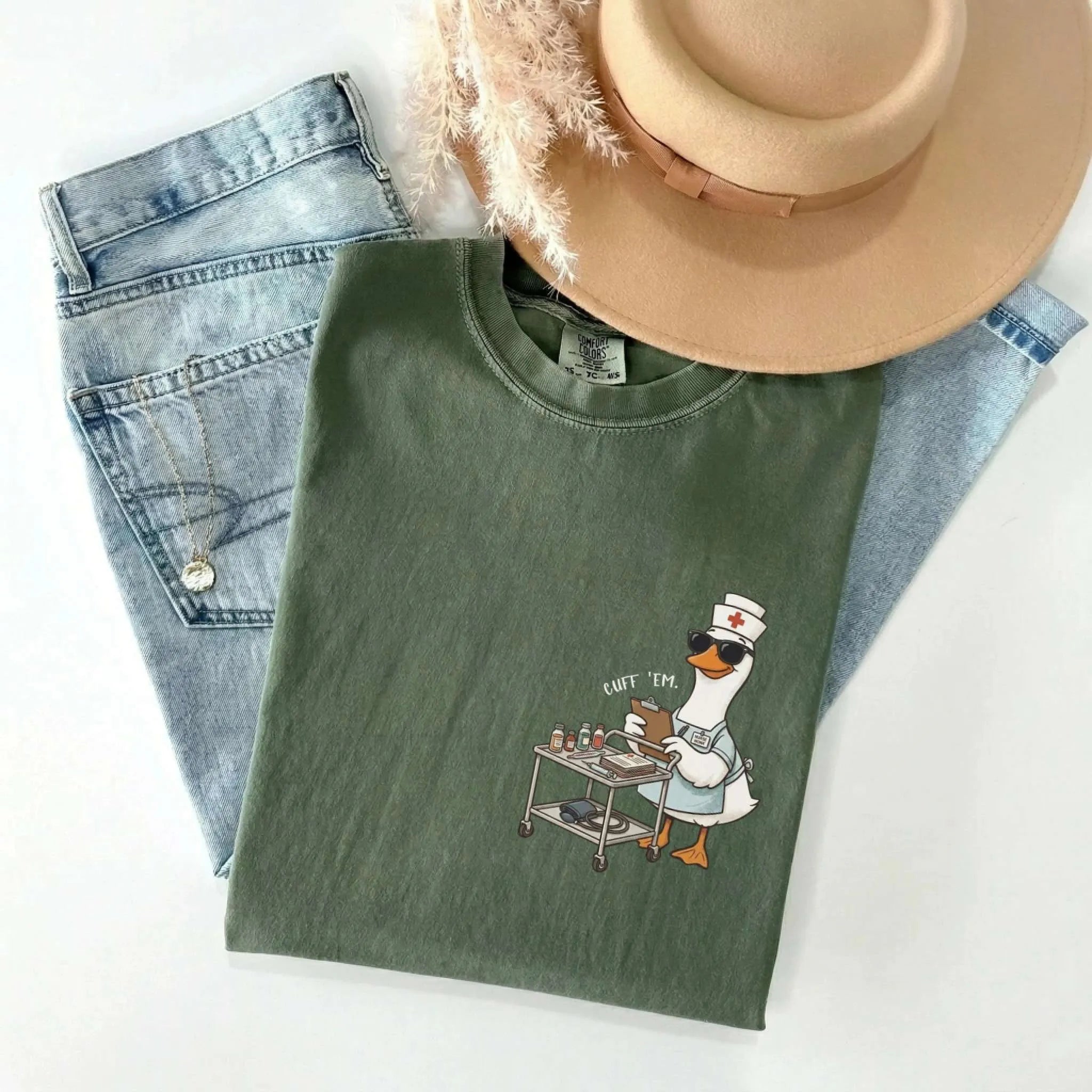 Cuff Em Nurse Goose Comfort Colors Tee
