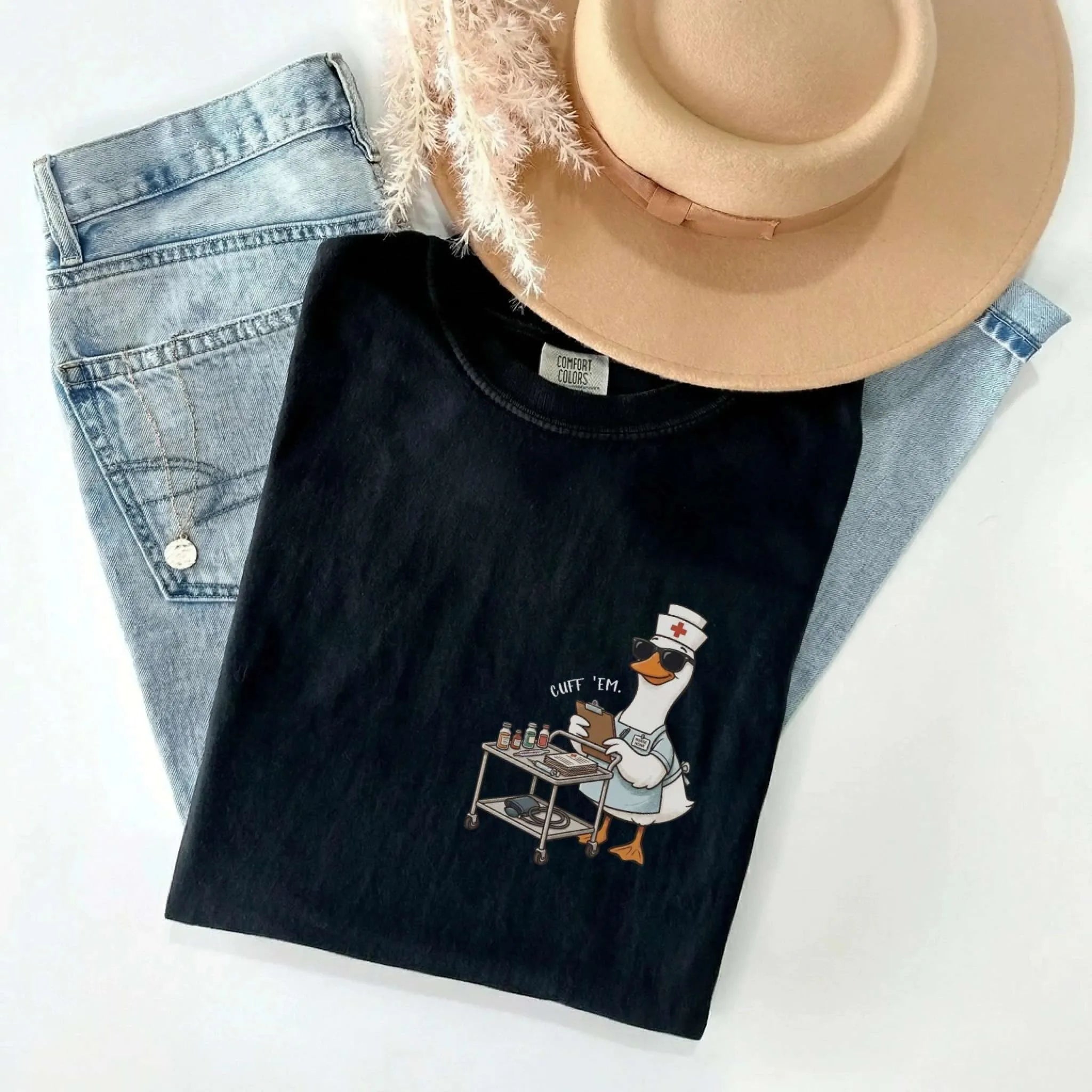 Cuff Em Nurse Goose Comfort Colors Tee