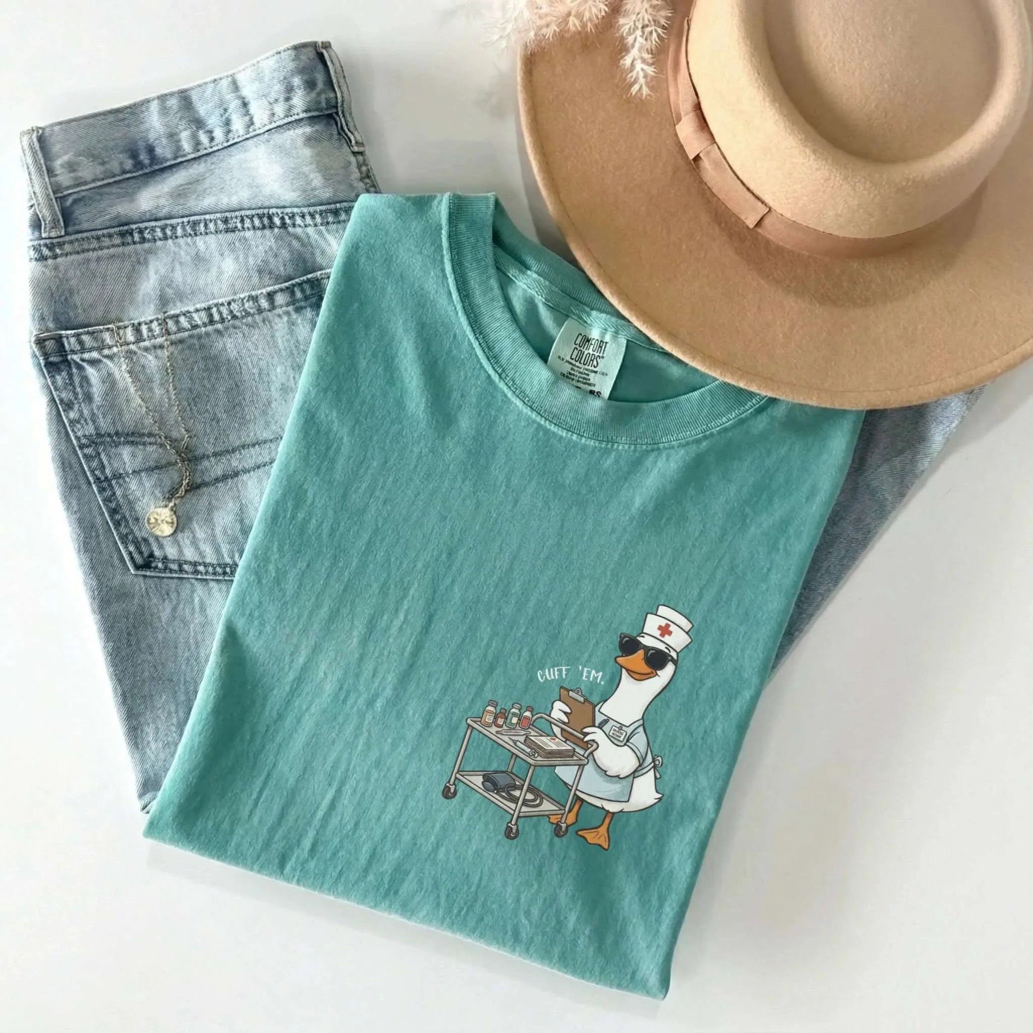 Cuff Em Nurse Goose Comfort Colors Tee