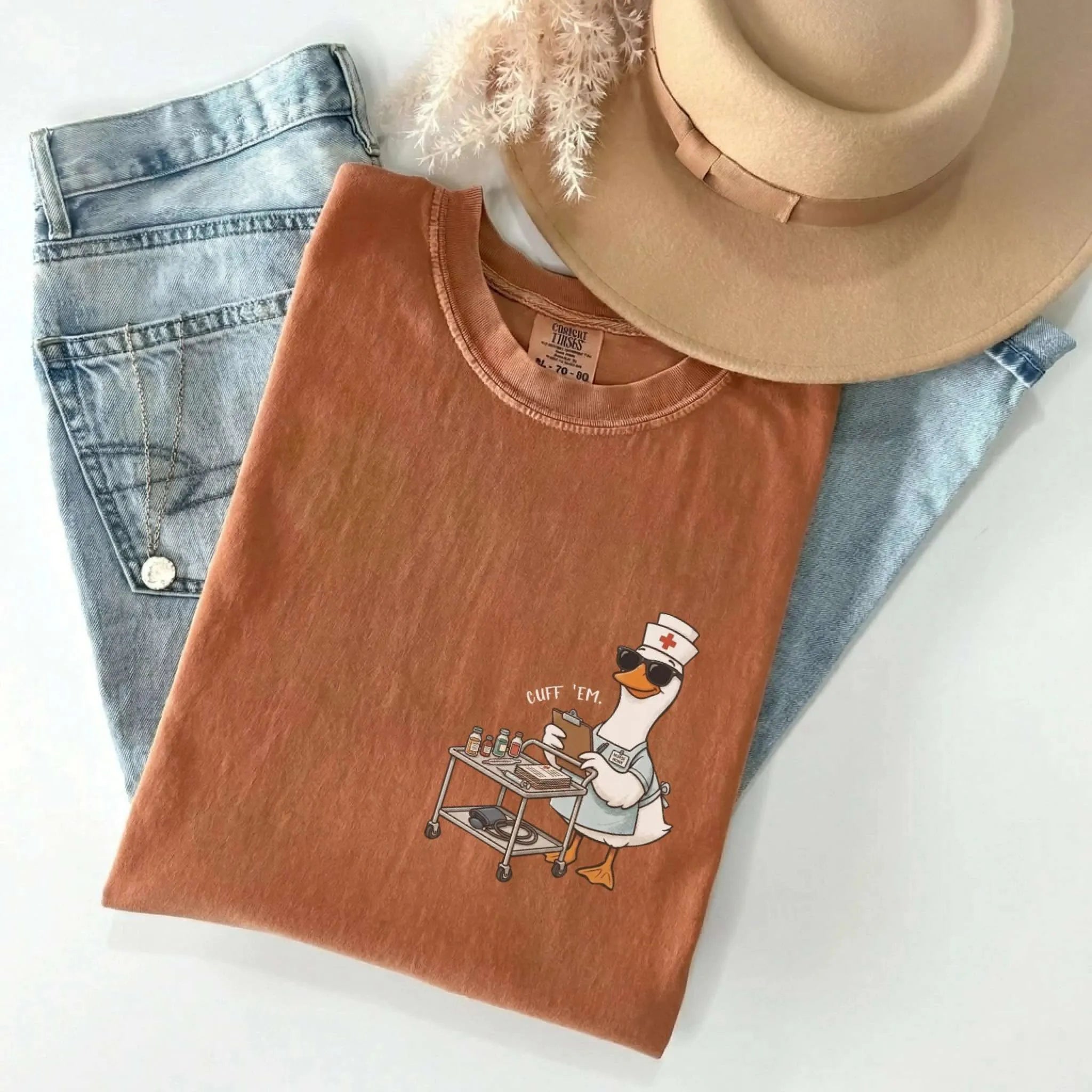 Cuff Em Nurse Goose Comfort Colors Tee
