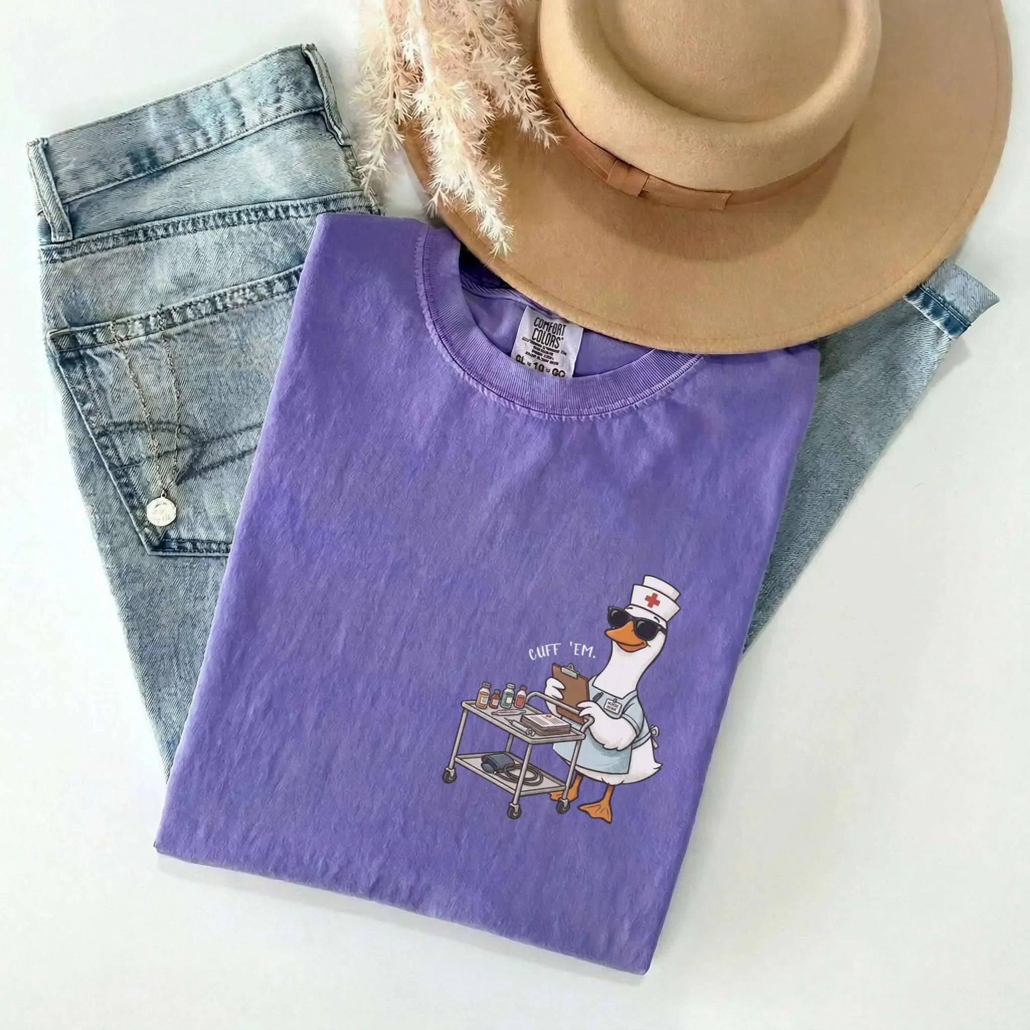 Cuff Em Nurse Goose Comfort Colors Tee
