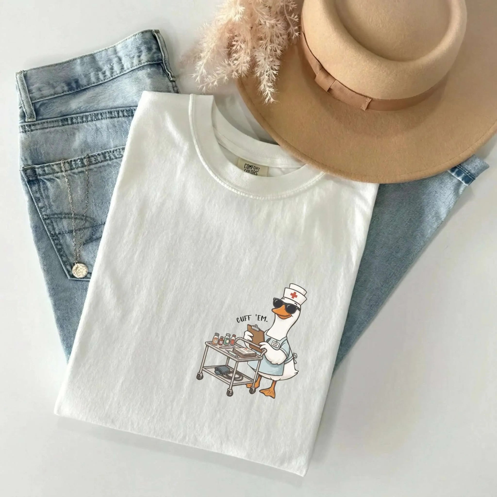 Cuff Em Nurse Goose Comfort Colors Tee