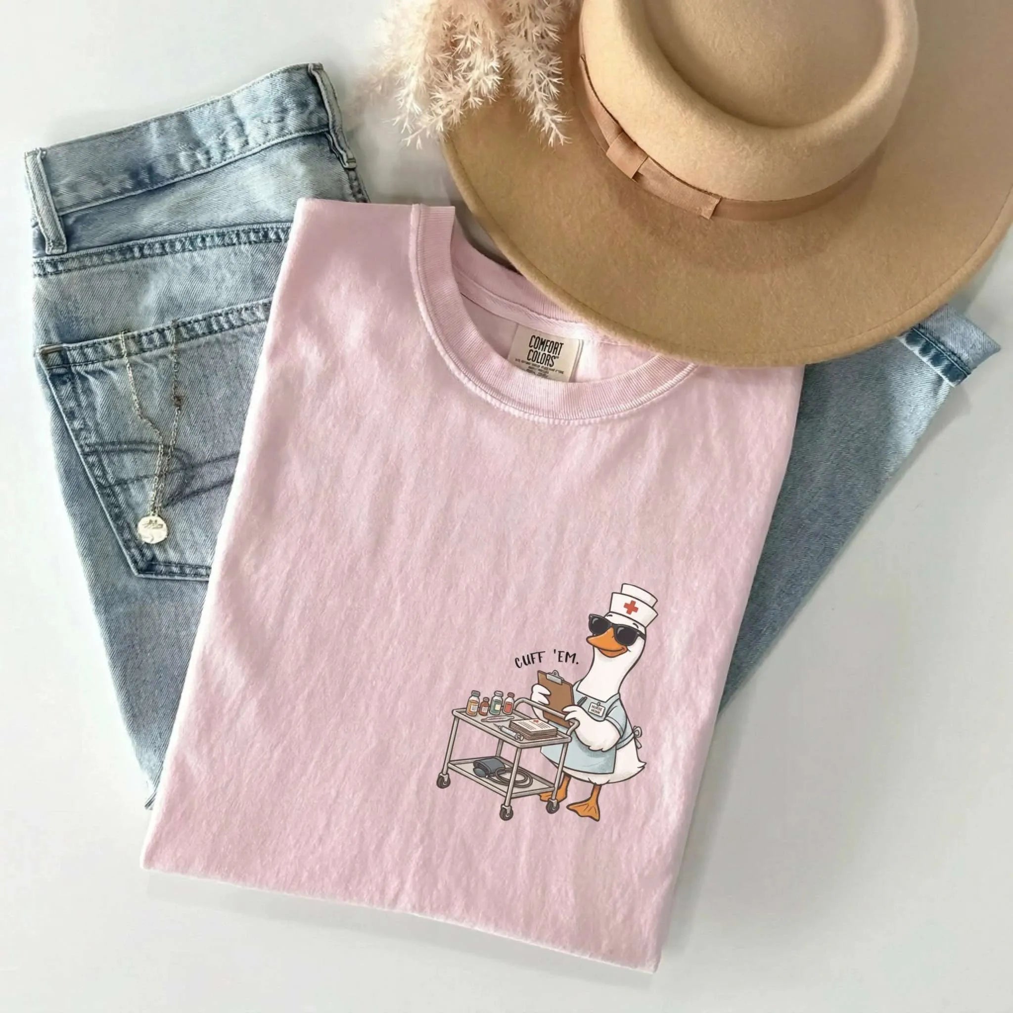 Cuff Em Nurse Goose Comfort Colors Tee