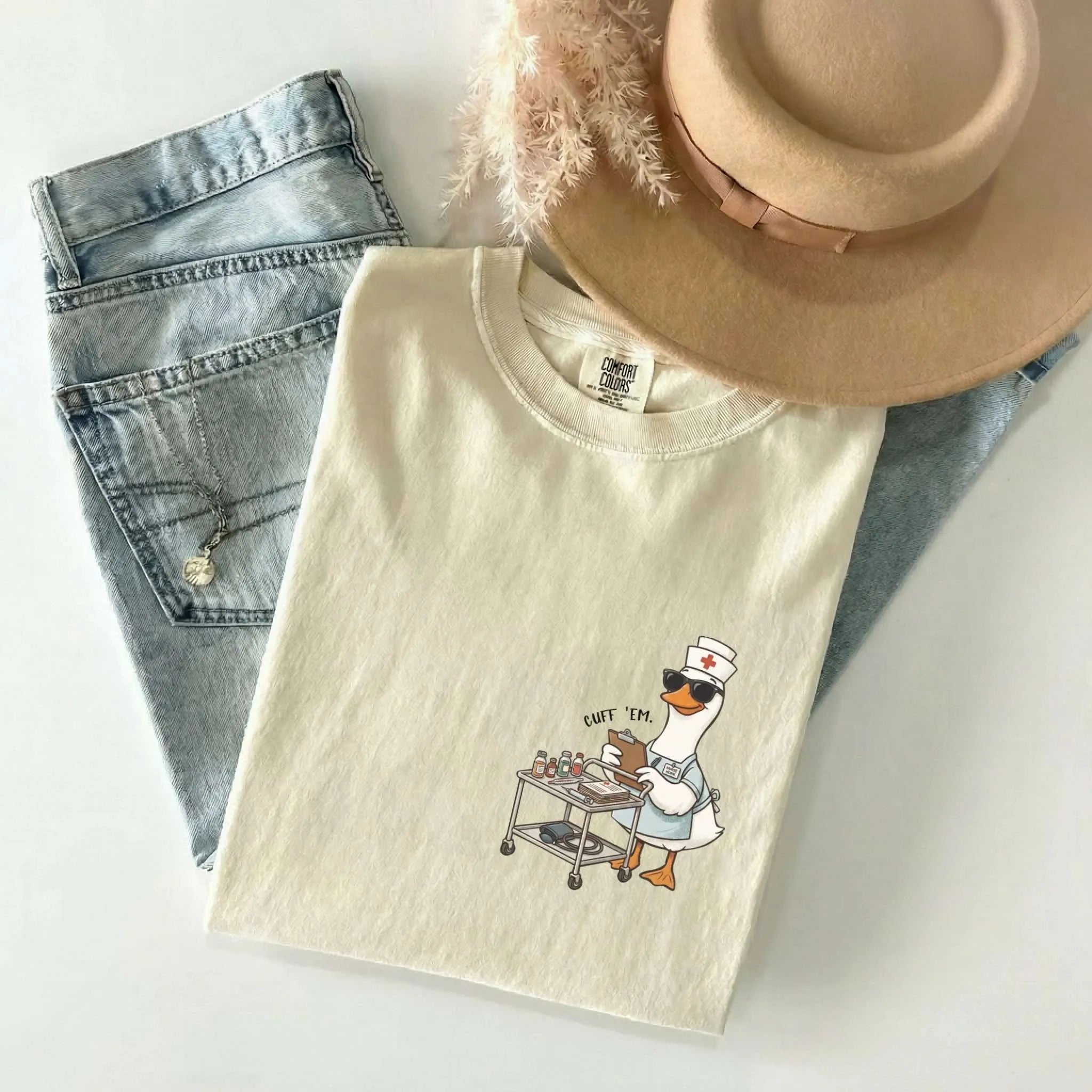 Cuff Em Nurse Goose Comfort Colors Tee