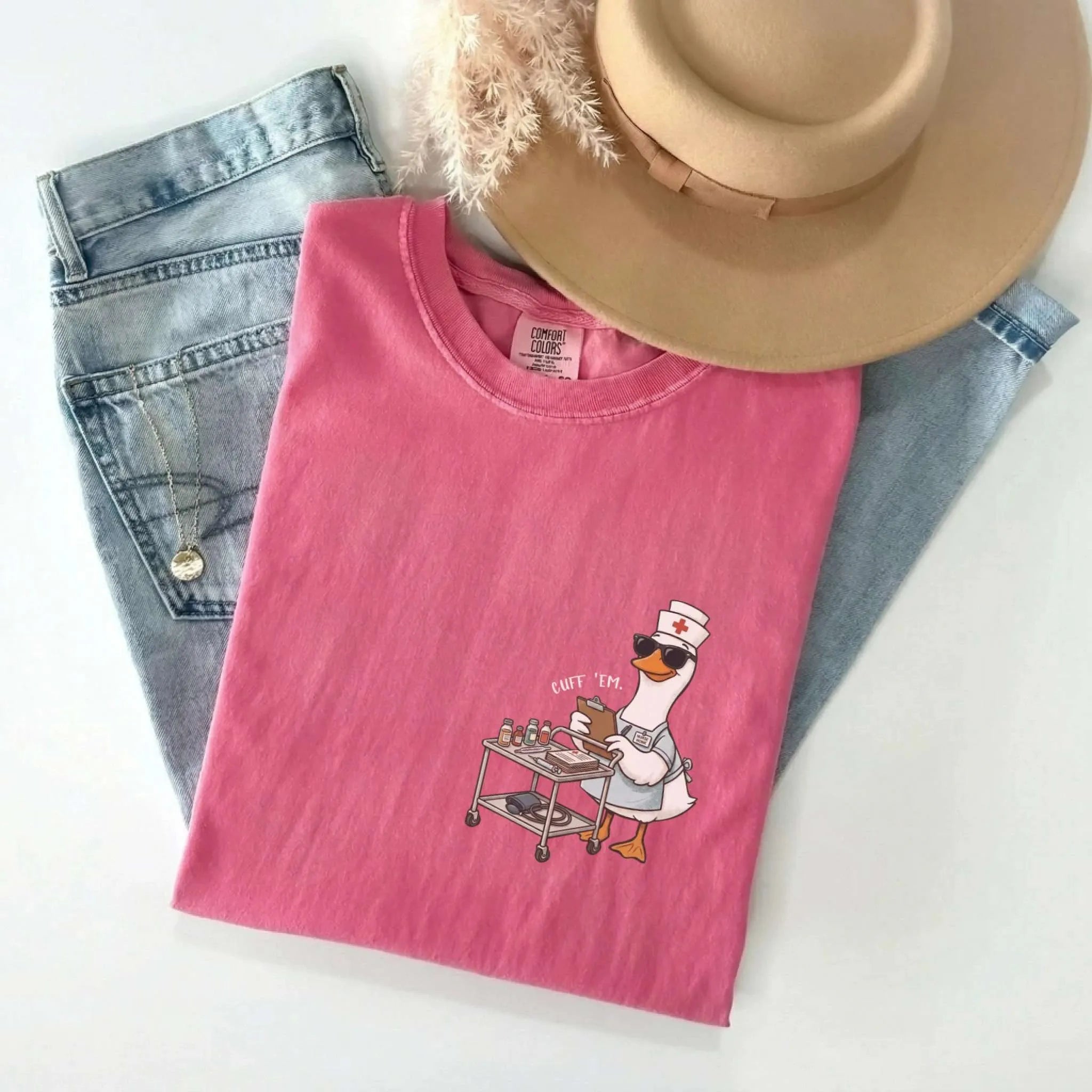 Cuff Em Nurse Goose Comfort Colors Tee