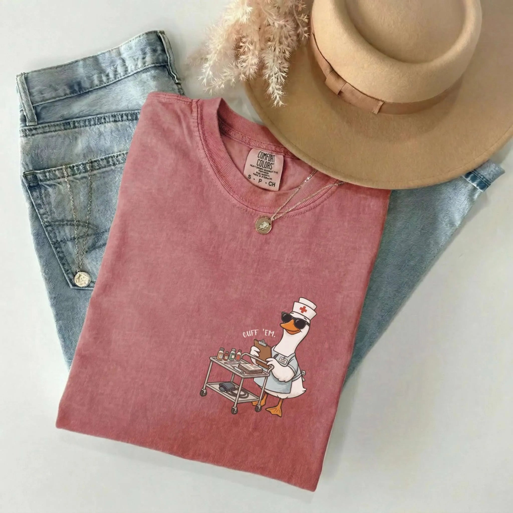 Cuff Em Nurse Goose Comfort Colors Tee