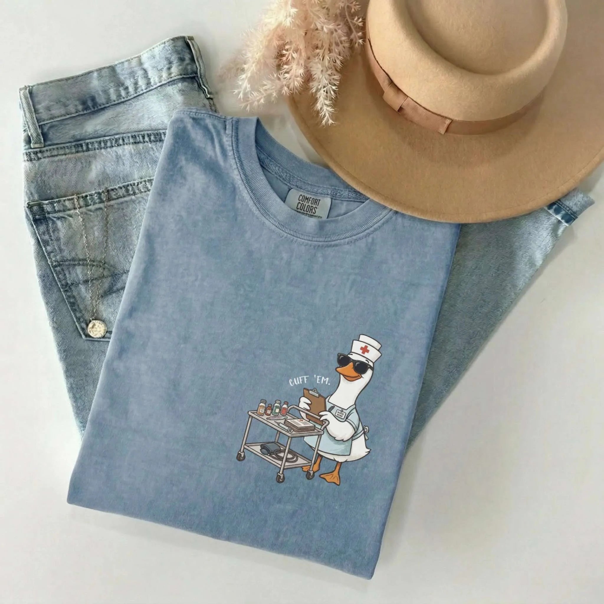 Cuff Em Nurse Goose Comfort Colors Tee