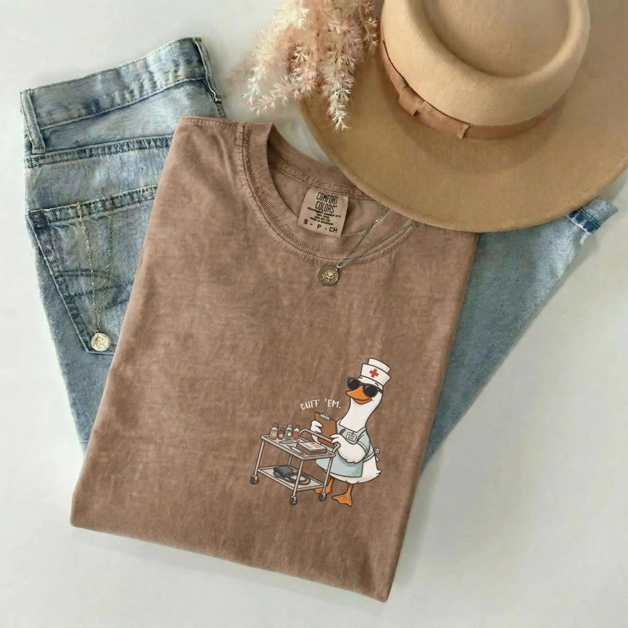 Cuff Em Nurse Goose Comfort Colors Tee