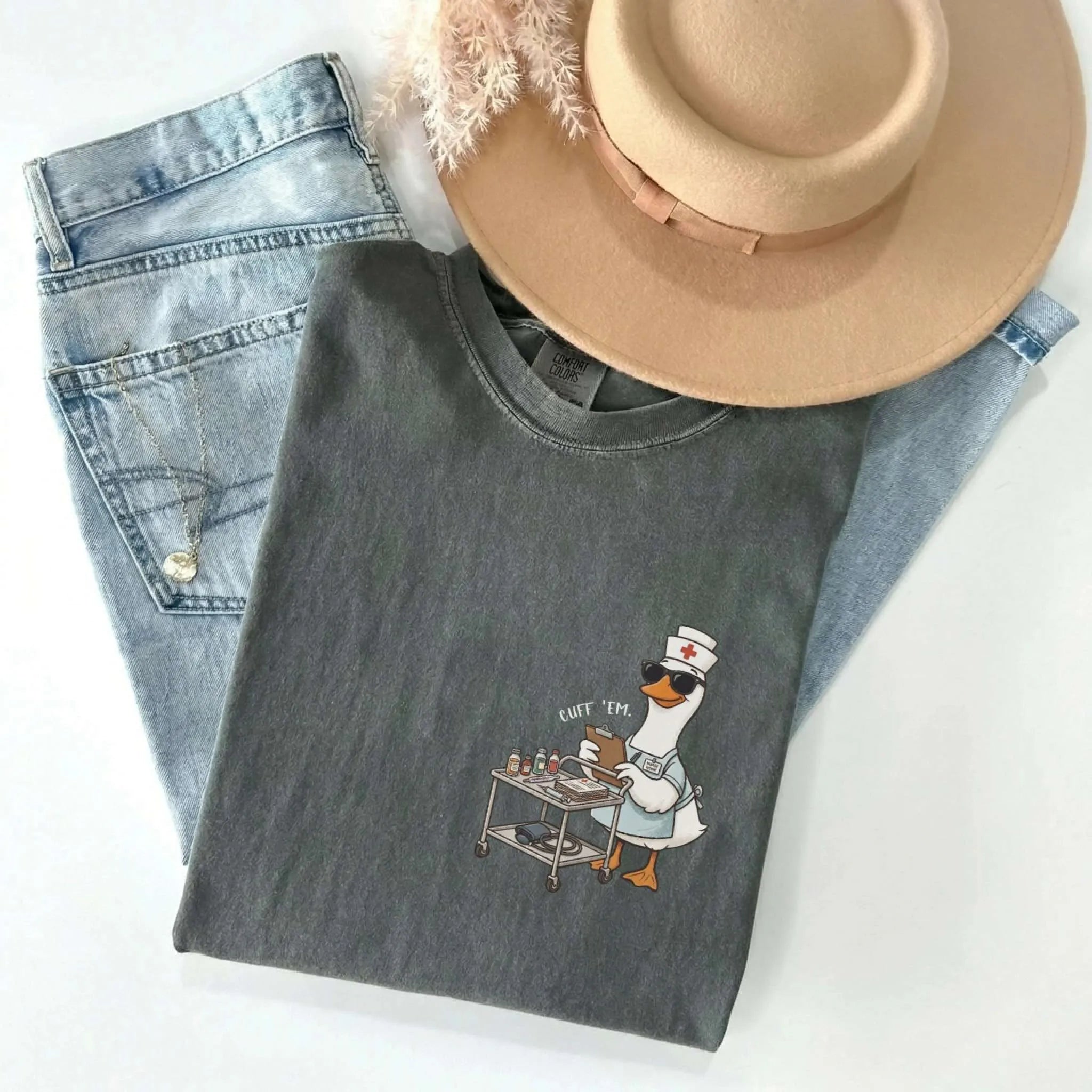 Cuff Em Nurse Goose Comfort Colors Tee
