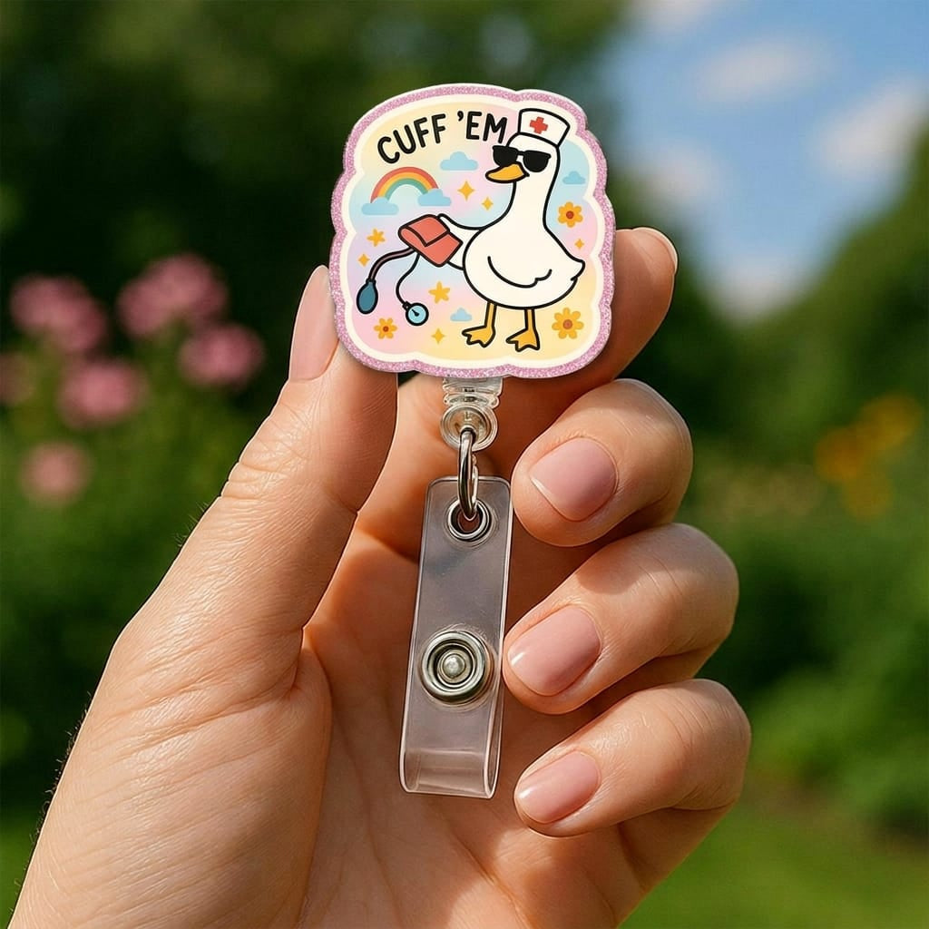 Nursehype Cuff Em Goose Pastel Rainbow RN Badge Holder