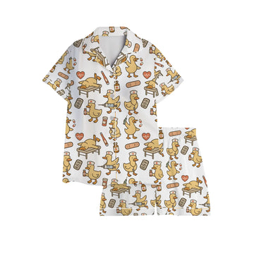 Nursehype Cute Duck Nurse Satin Pajama Set