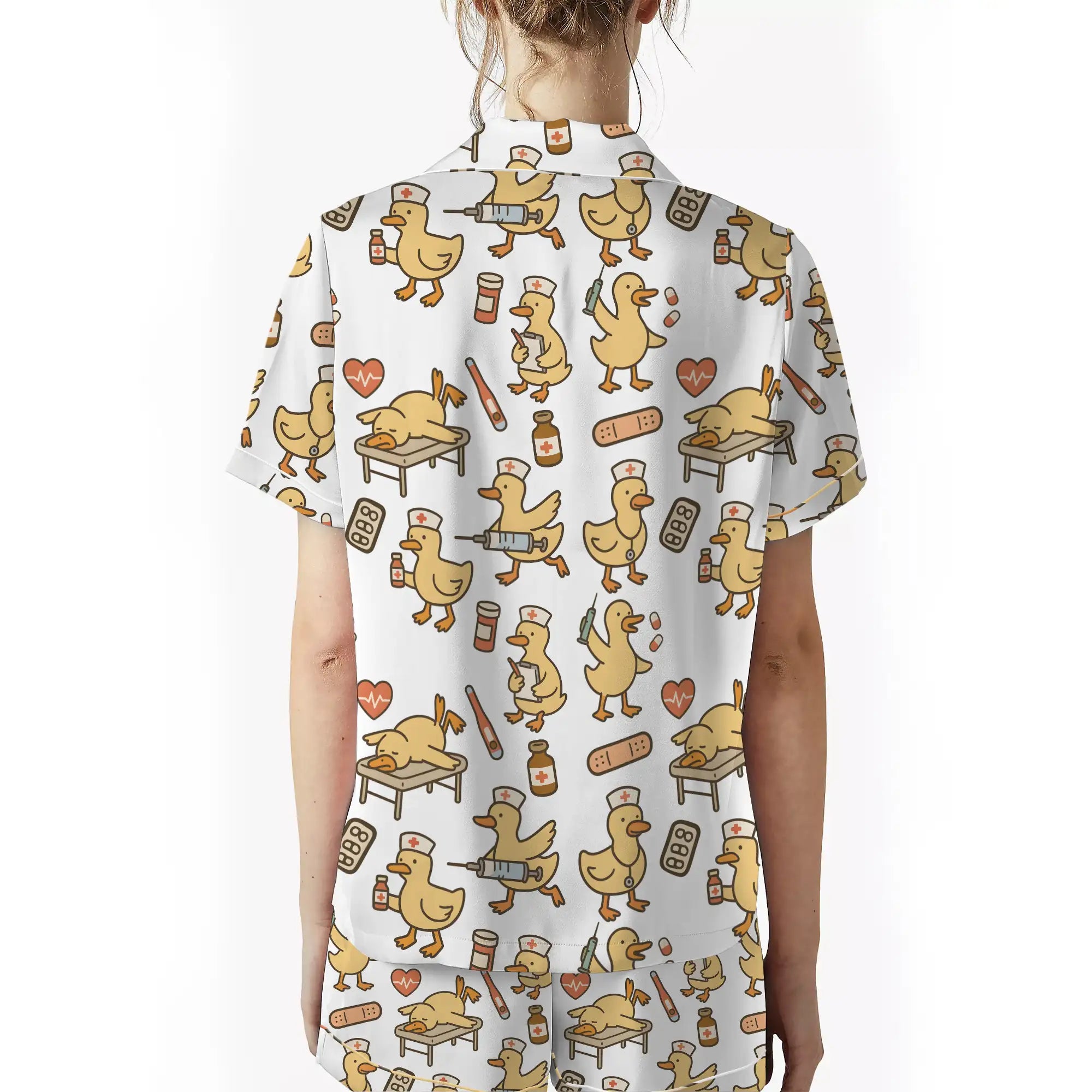 Nursehype Cute Duck Nurse Satin Pajama Set