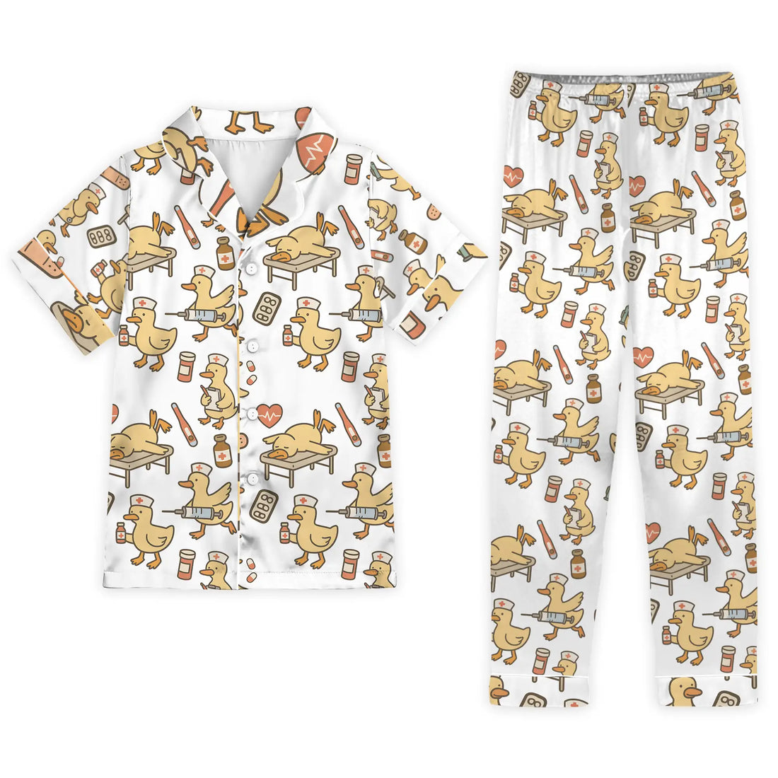 Nursehype Cute Duck Nurse Satin Pajama Set