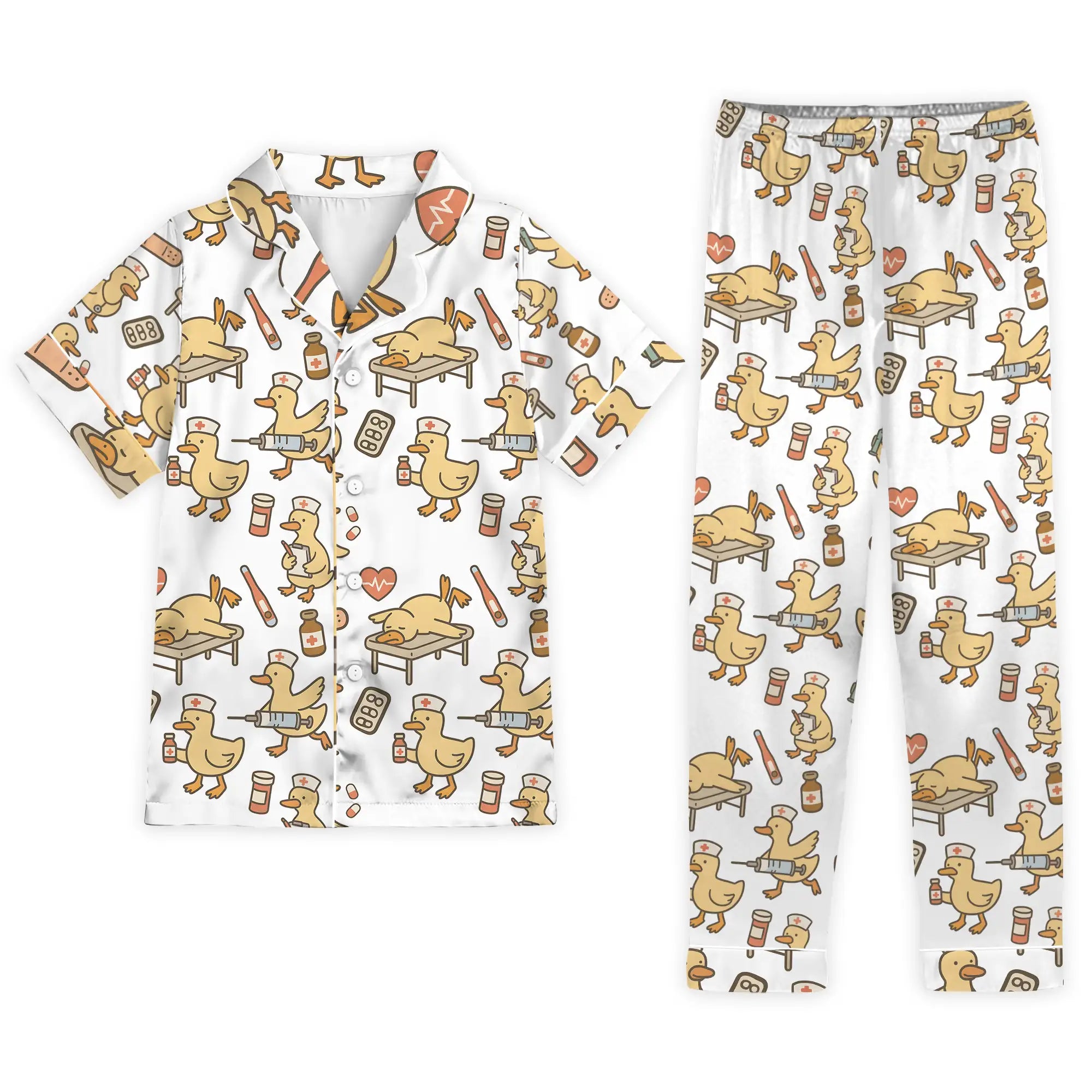 Nursehype Cute Duck Nurse Satin Pajama Set