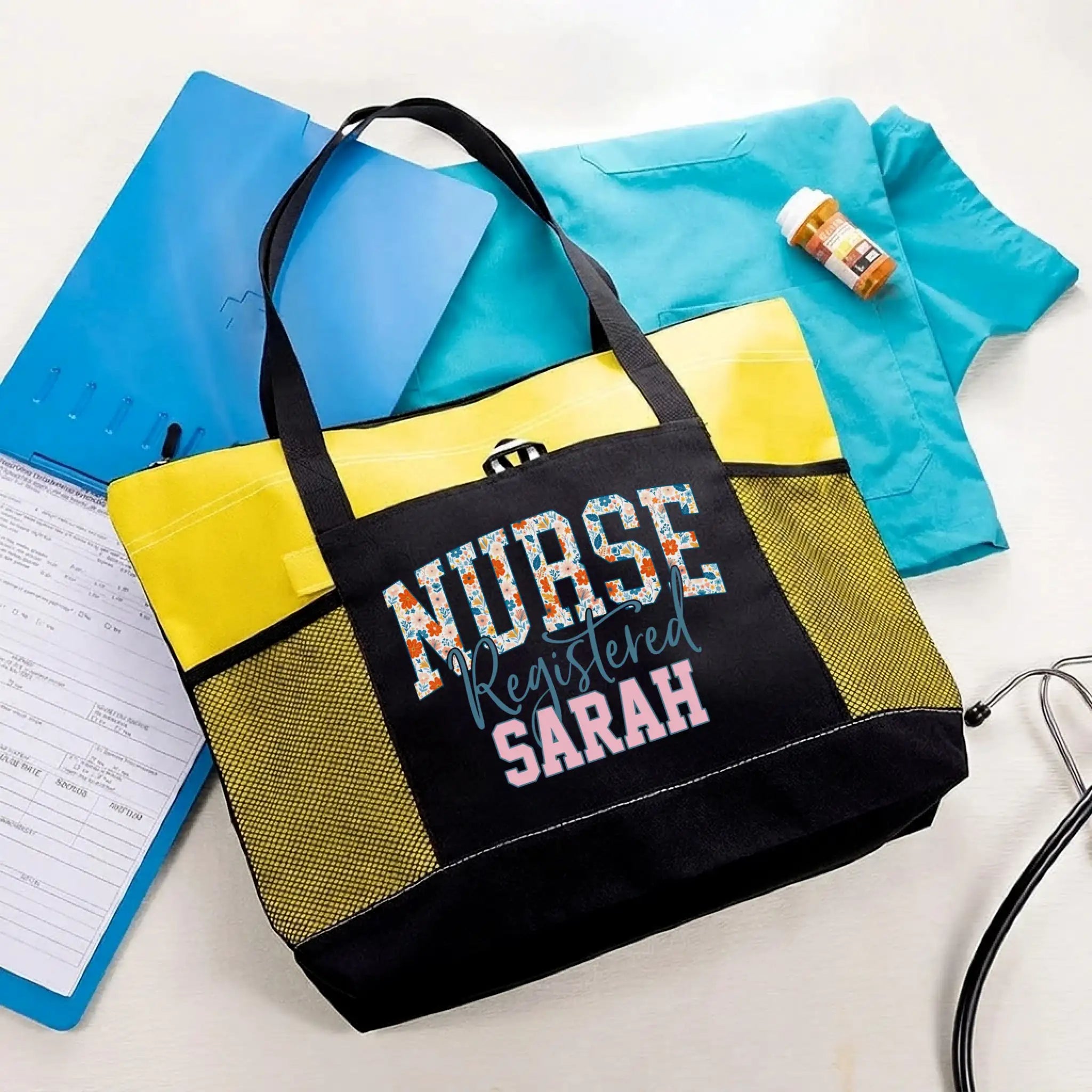 Nursehype Floral RN Personalized Tote Bag