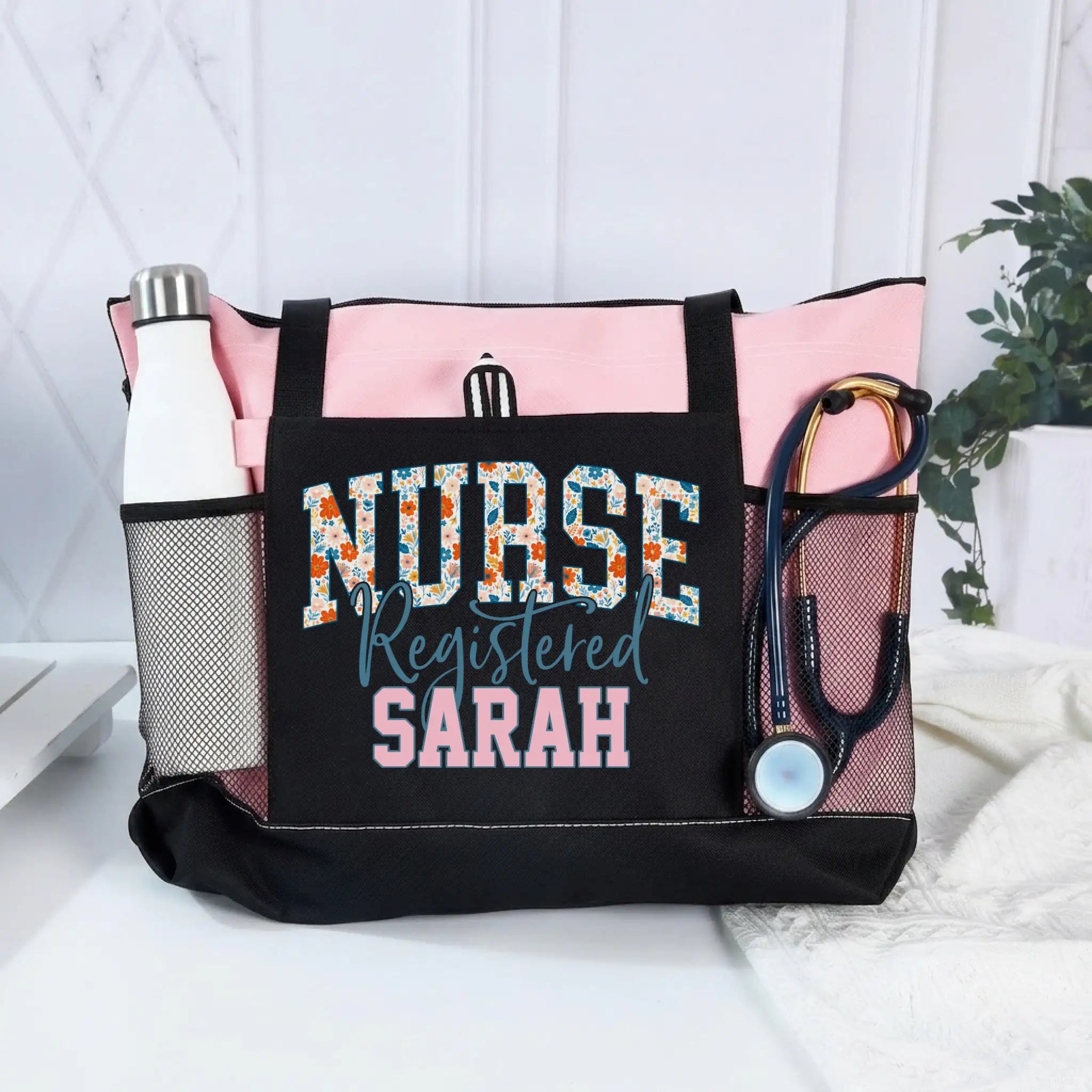 Nursehype Floral RN Personalized Tote Bag