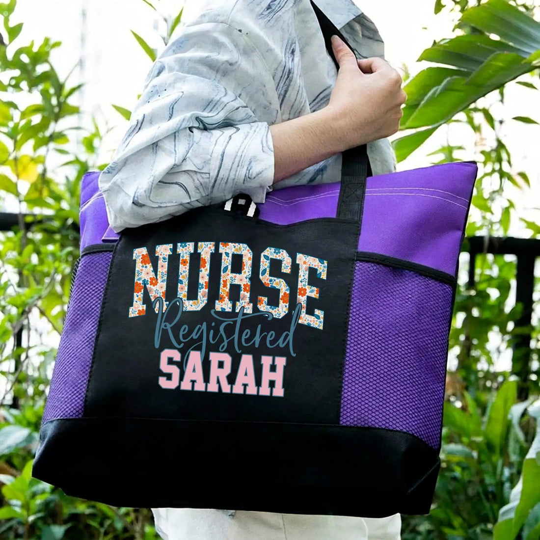 Nursehype Floral RN Personalized Tote Bag