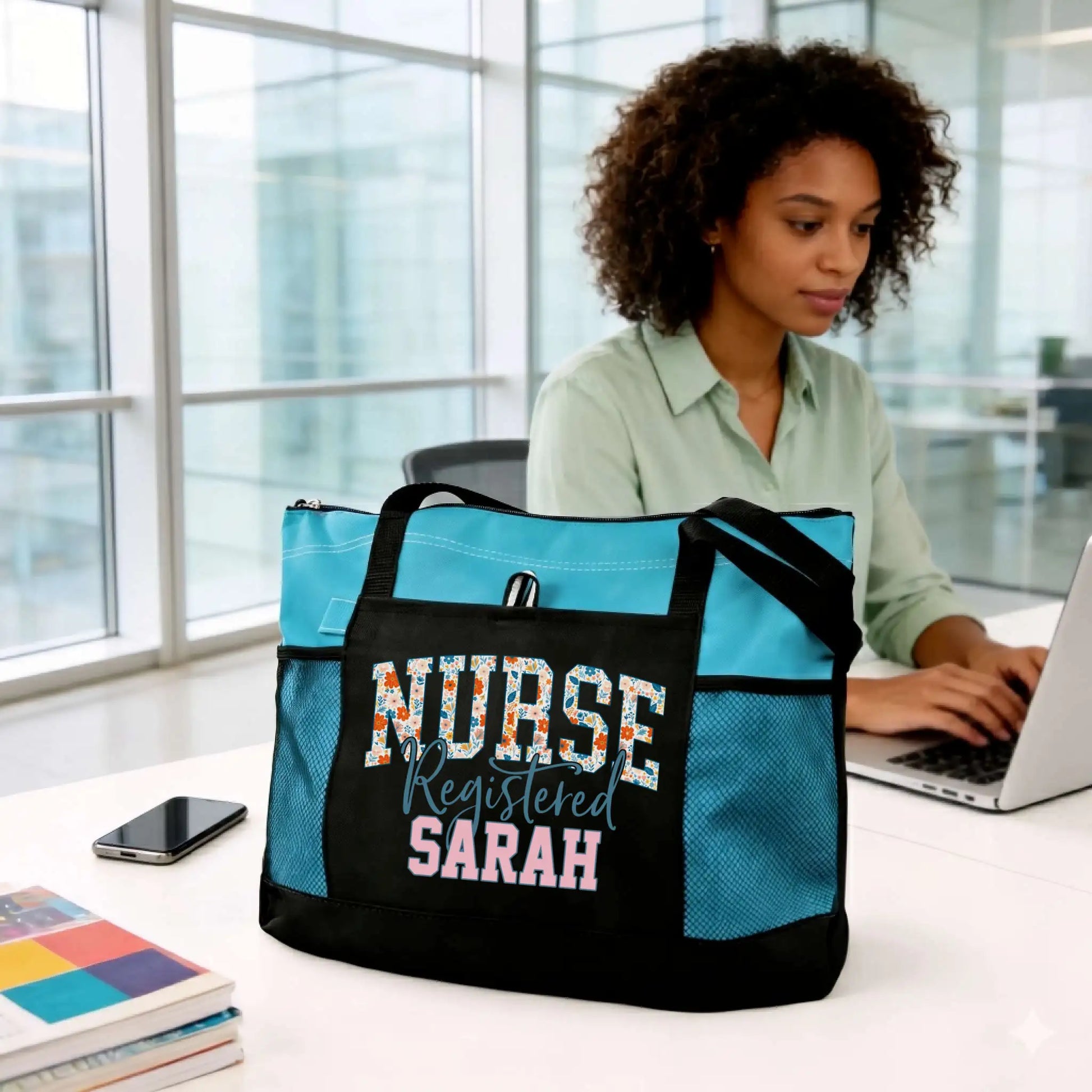 Nursehype Floral RN Personalized Tote Bag