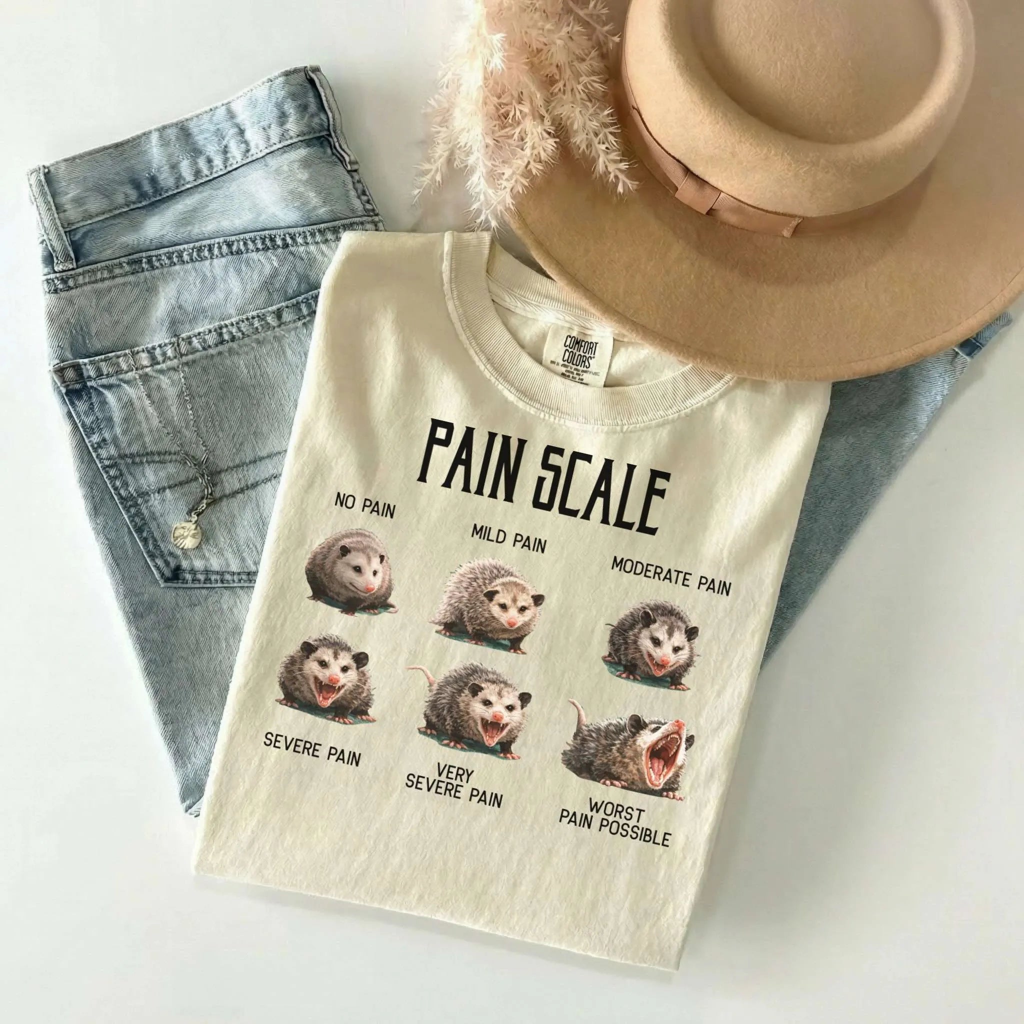 Pain Scale Opossum Comfort Colors Tee