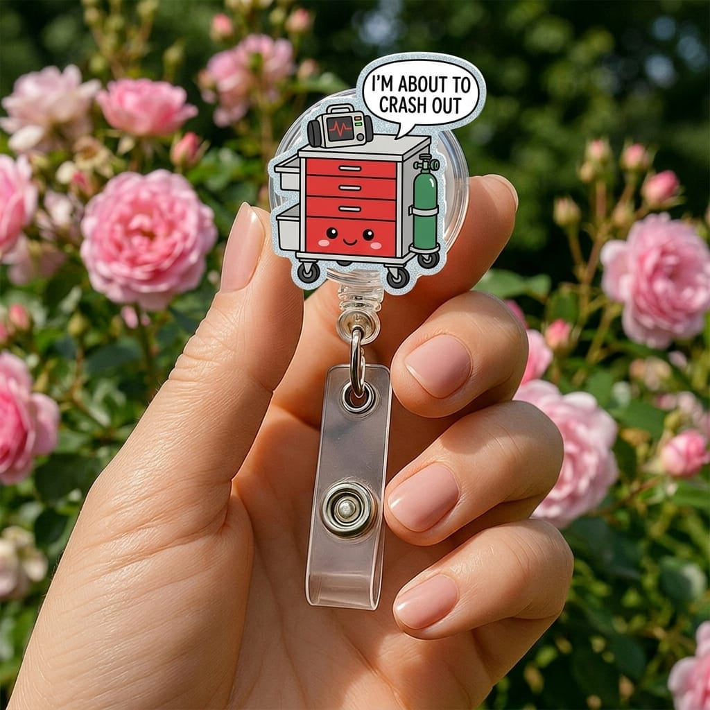 Nursehype I'm About to Crash Out Funny Nurse Badge Reel