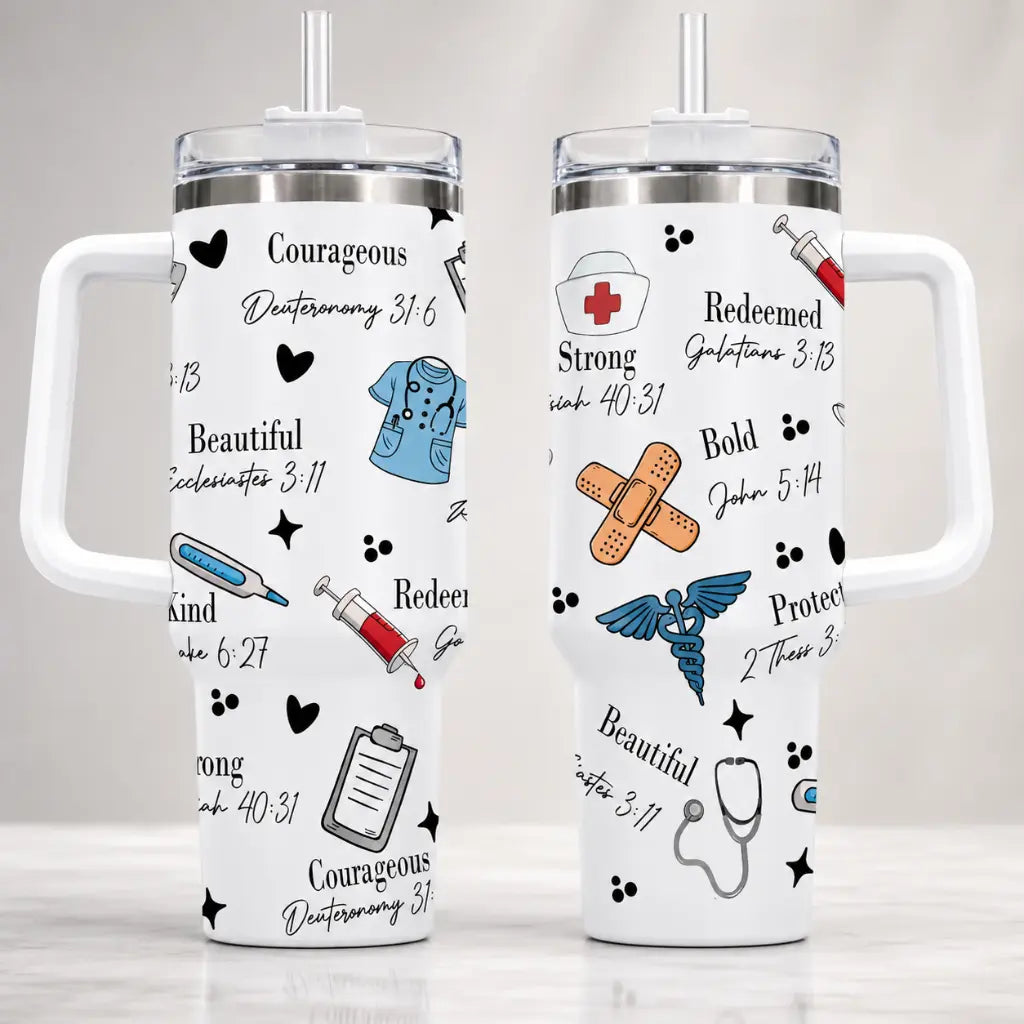 God Says I Am Nurse Bible Verse 40oz Tumbler (Made in US)