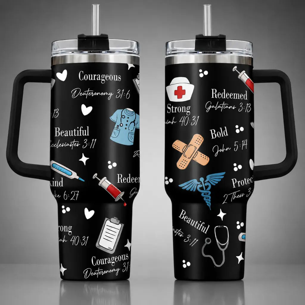 God Says I Am Nurse Bible Verse 40oz Tumbler (Made in US)