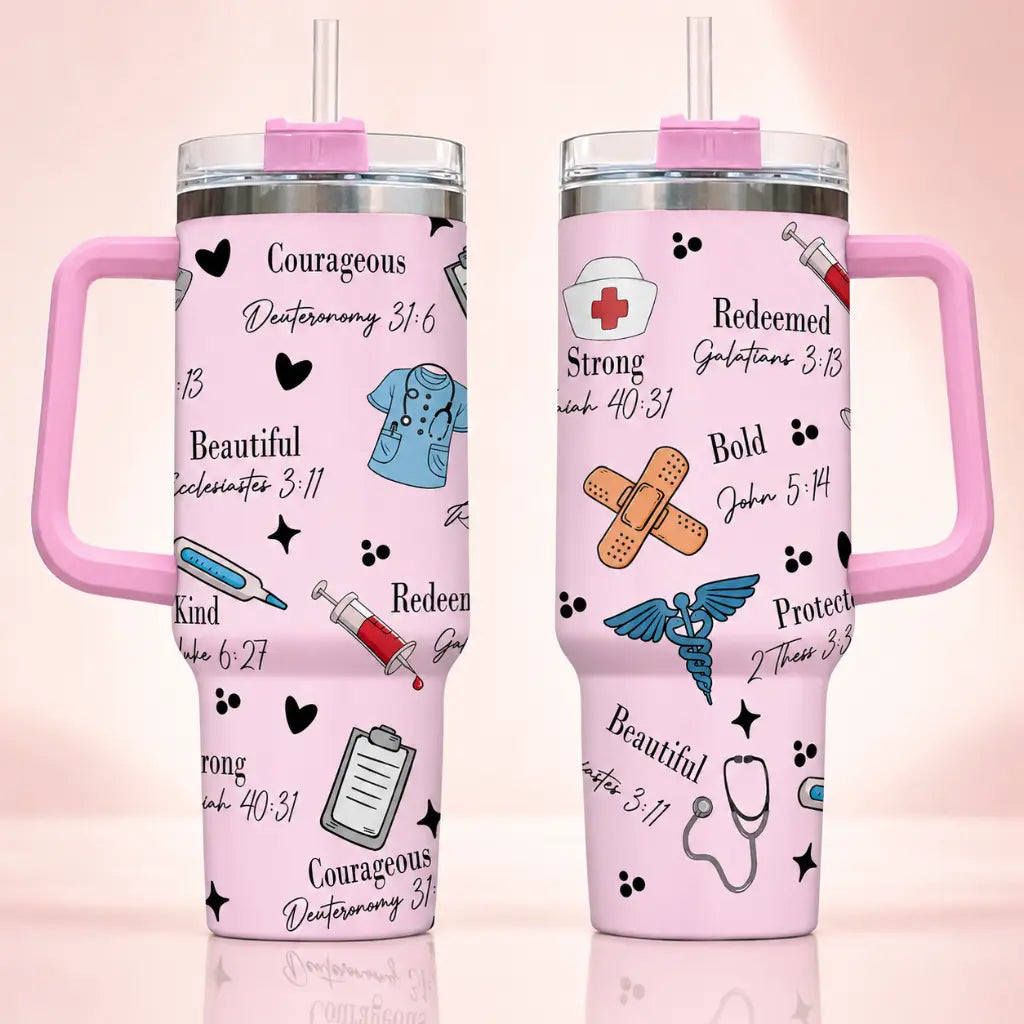 God Says I Am Nurse Bible Verse 40oz Tumbler (Made in US)