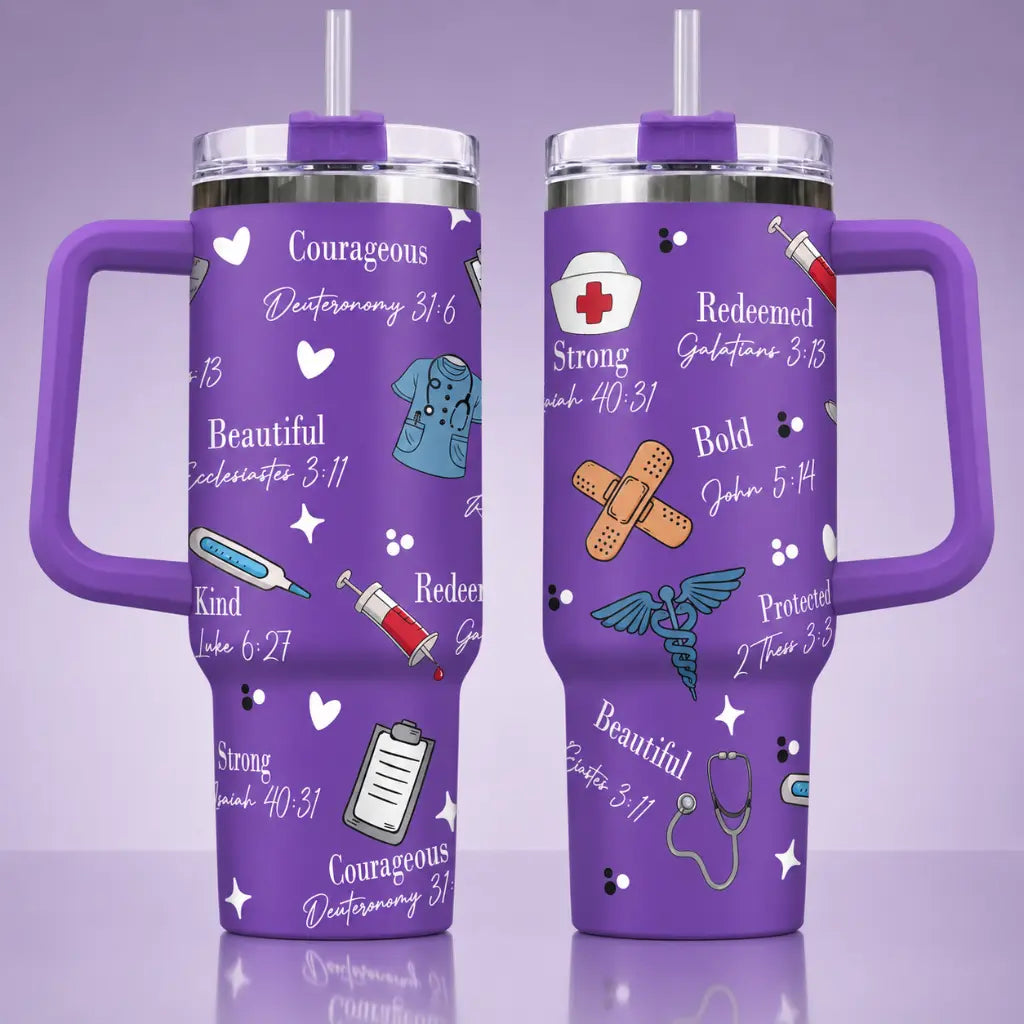 God Says I Am Nurse Bible Verse 40oz Tumbler (Made in US)