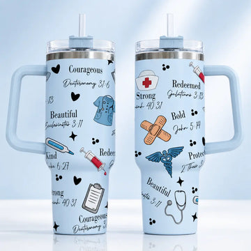 God Says I Am Nurse Bible Verse 40oz Tumbler (Made in US)