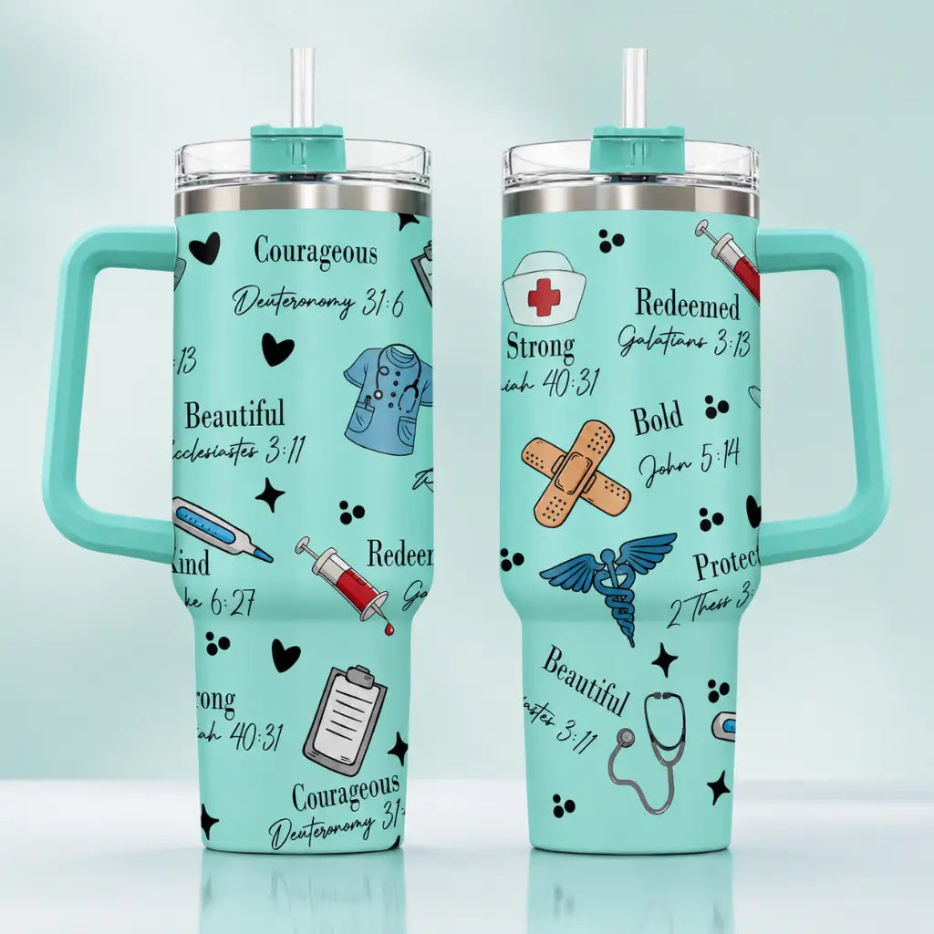 God Says I Am Nurse Bible Verse 40oz Tumbler (Made in US)