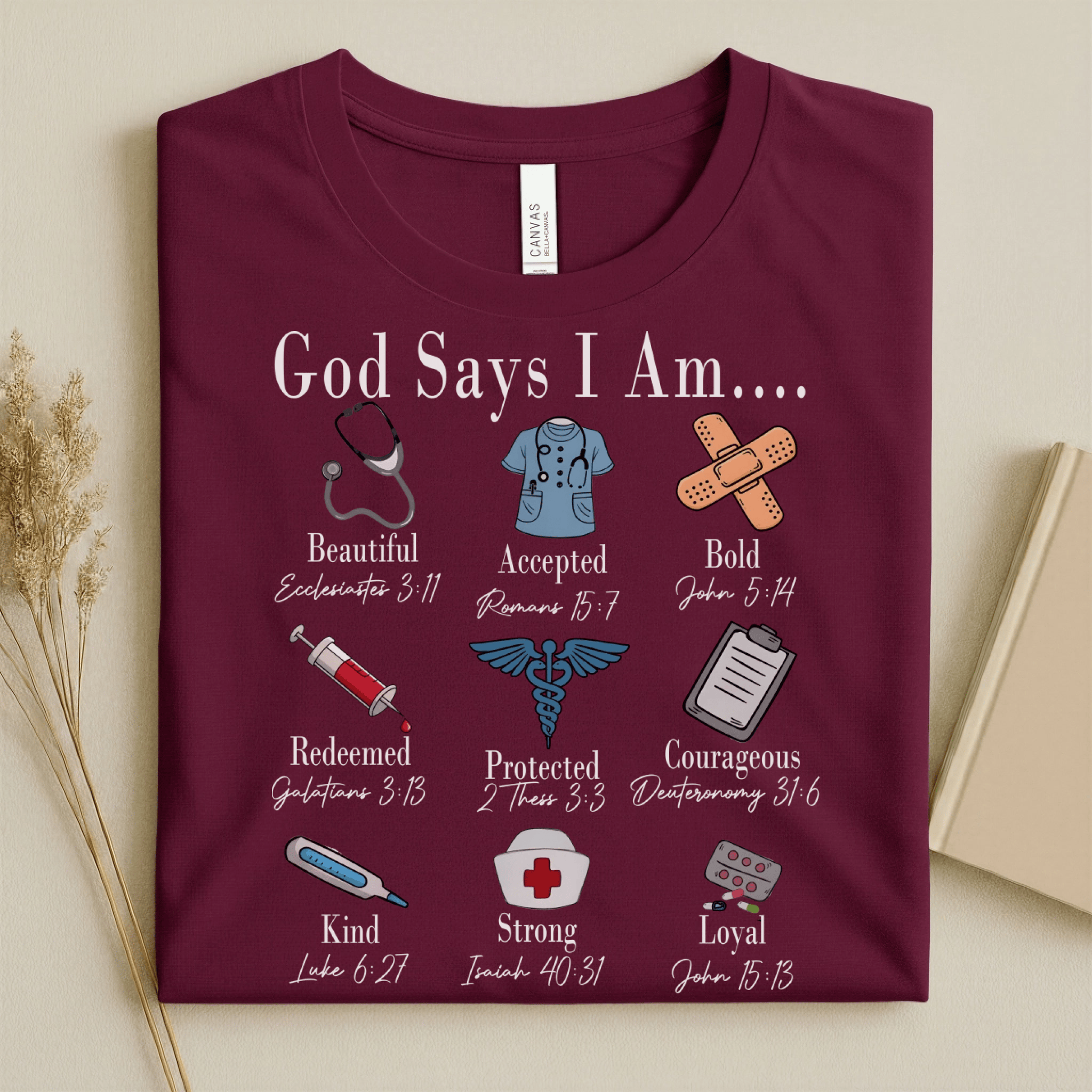 Nursehype God Says I Am Nurse Bible Verse Nurse T-Shirt