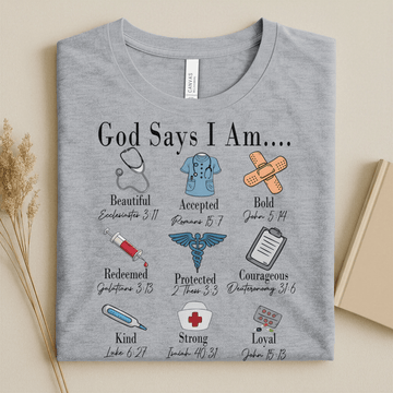Nursehype God Says I Am Nurse Bible Verse Nurse T-Shirt
