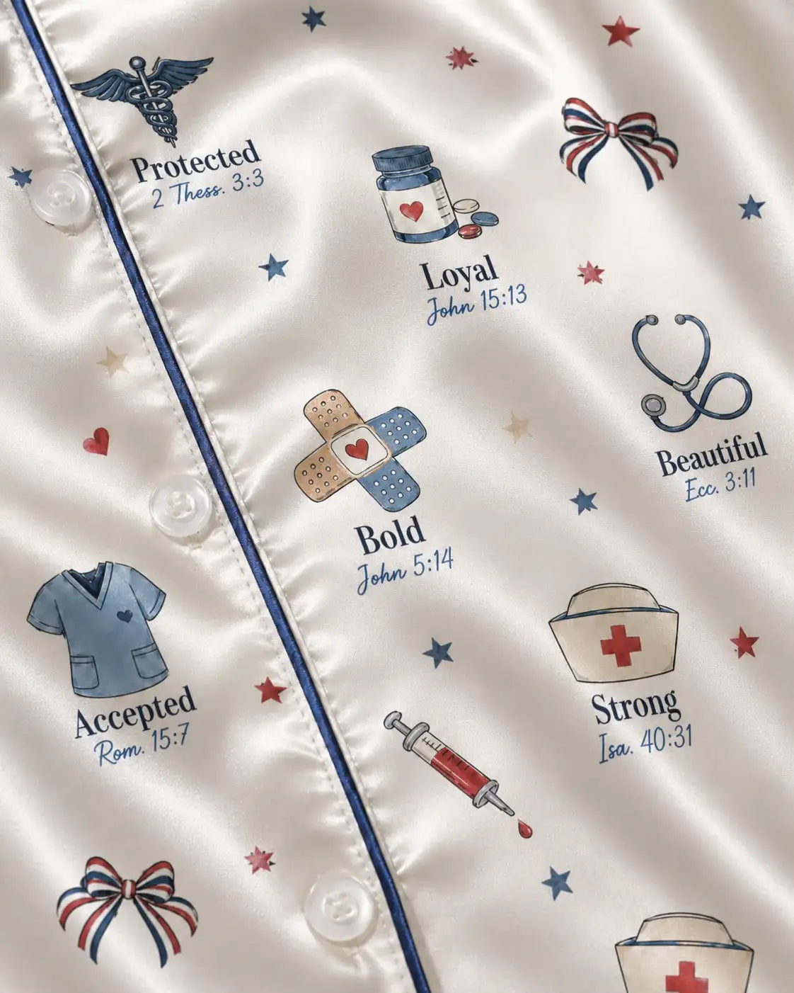 God Says I Am Nurse Patriotic Satin Pajama Set