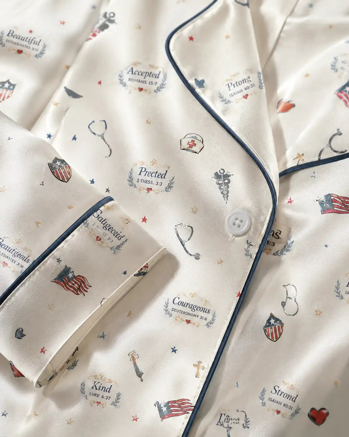 God Says I Am Nurse Vintage Americana Satin Pajama Set