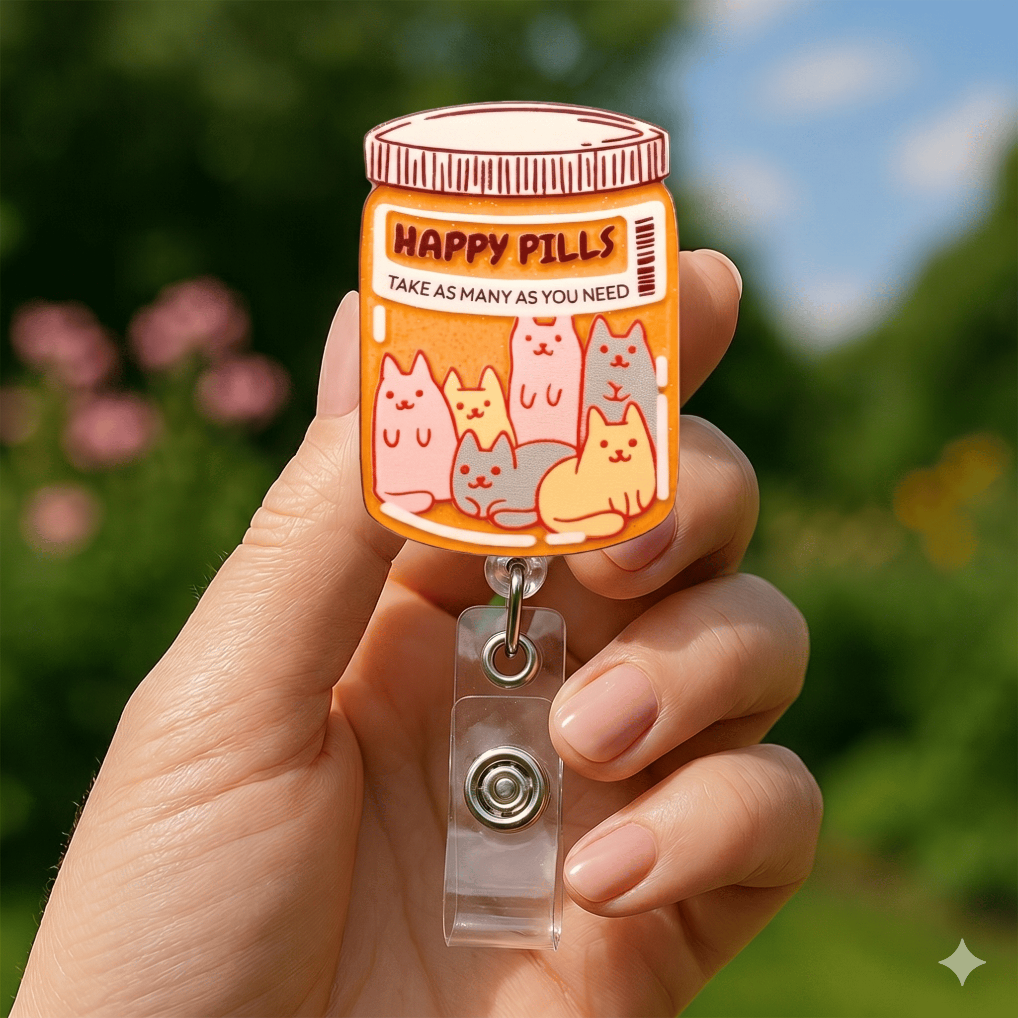 Nursehype Happy Pills Cat Nurse Retractable Badge Holder