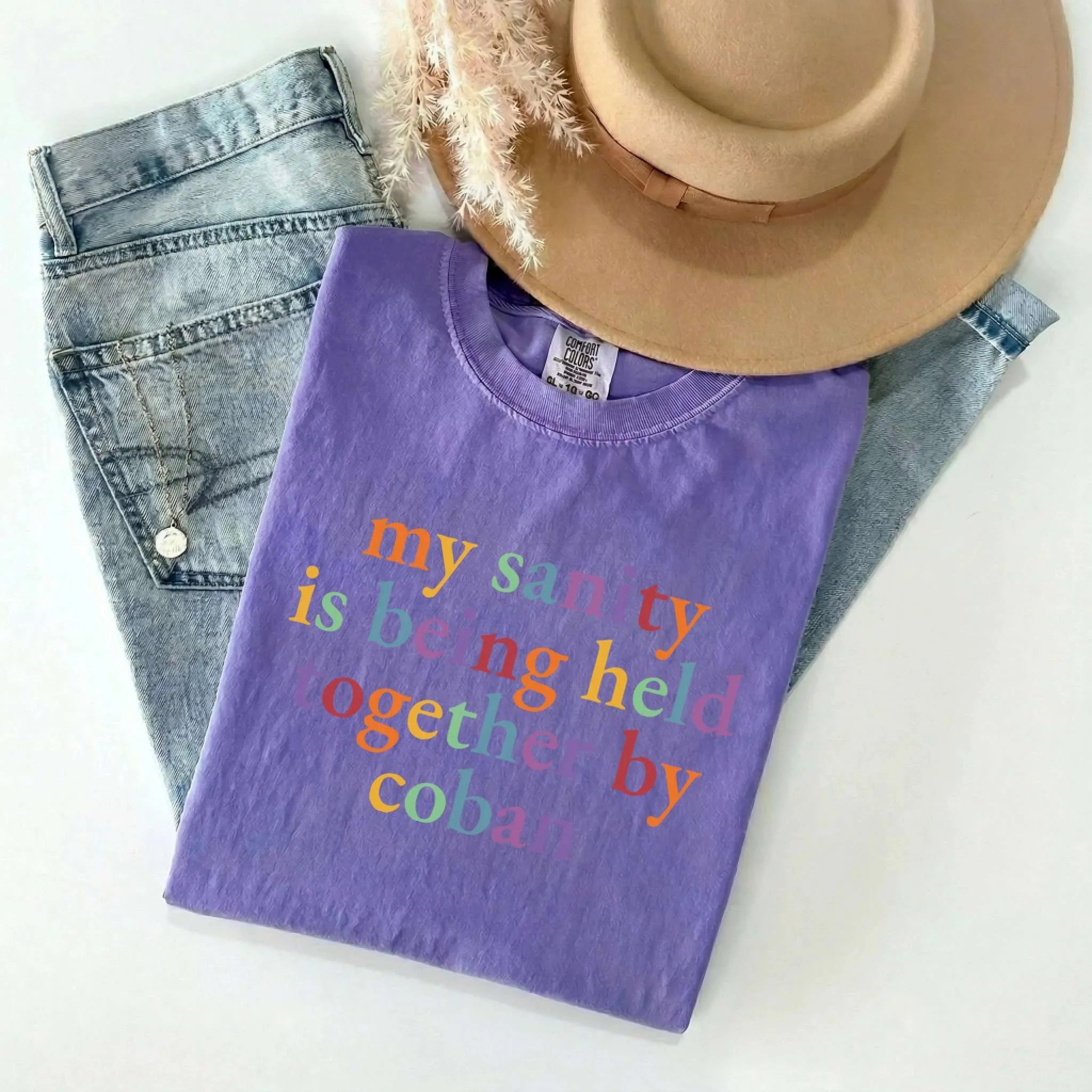 My Sanity Held Together By Coban Colorful Nurse Comfort Colors Tee