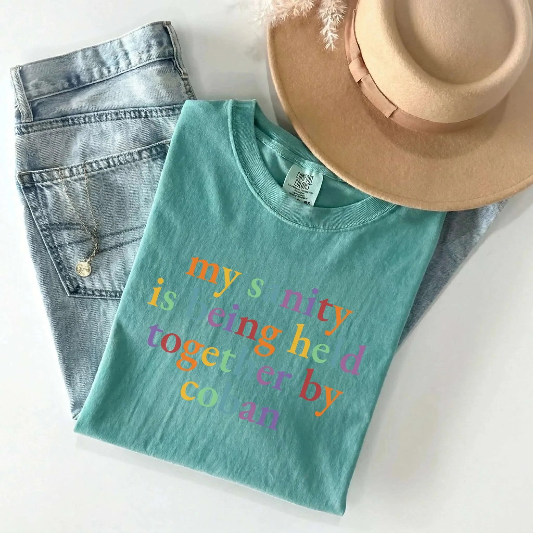 My Sanity Held Together By Coban Colorful Nurse Comfort Colors Tee