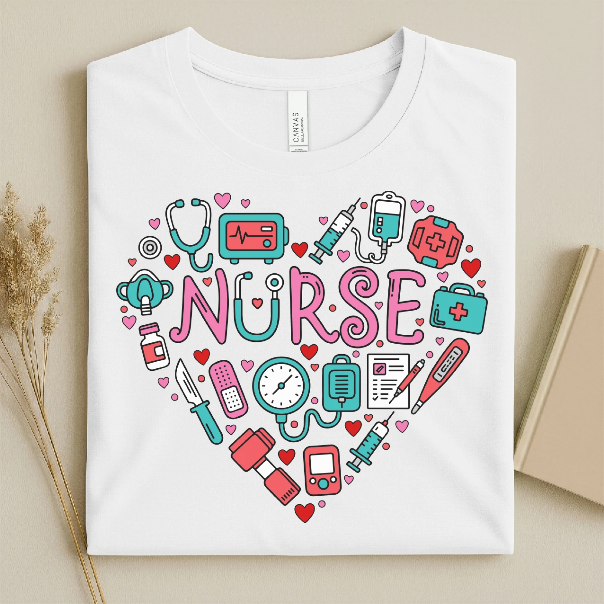 Nurse Heart Medical Icons Nurse T-Shirt