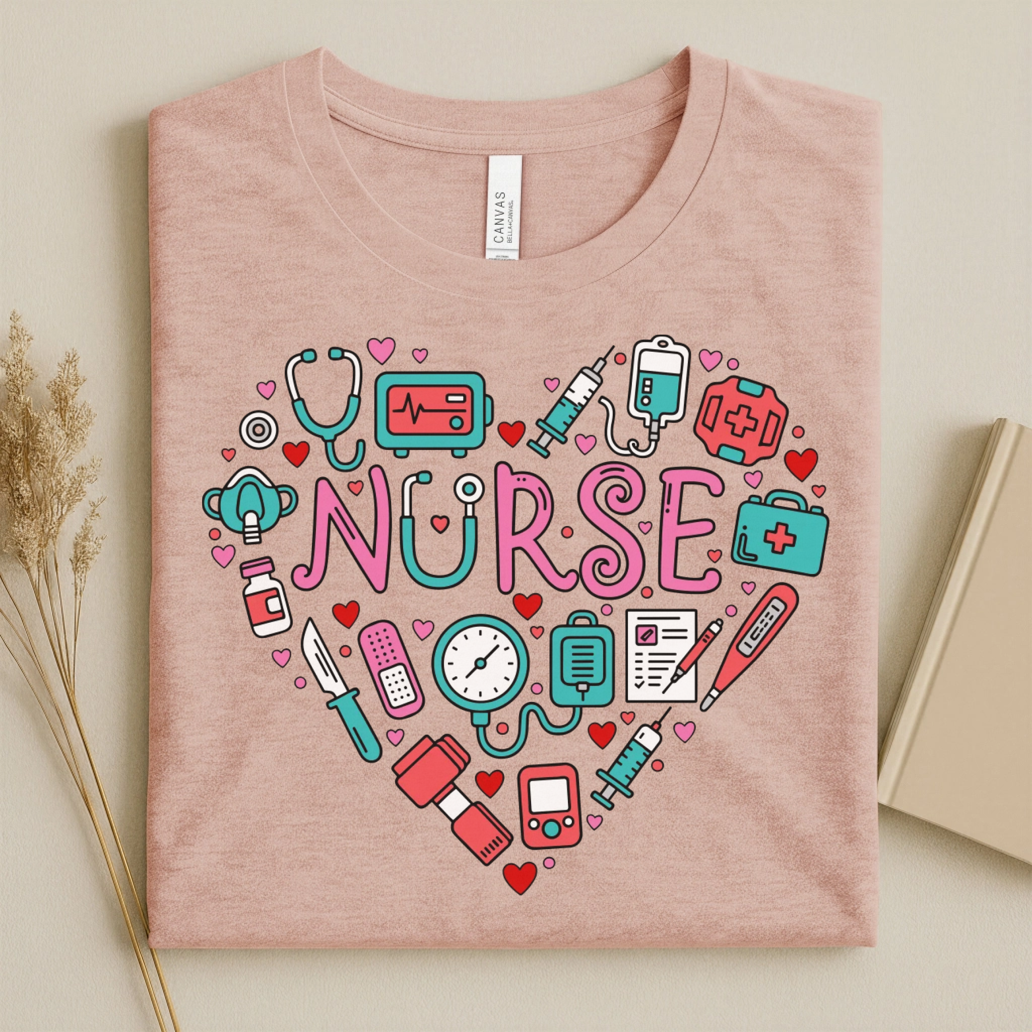 Nurse Heart Medical Icons Nurse T-Shirt