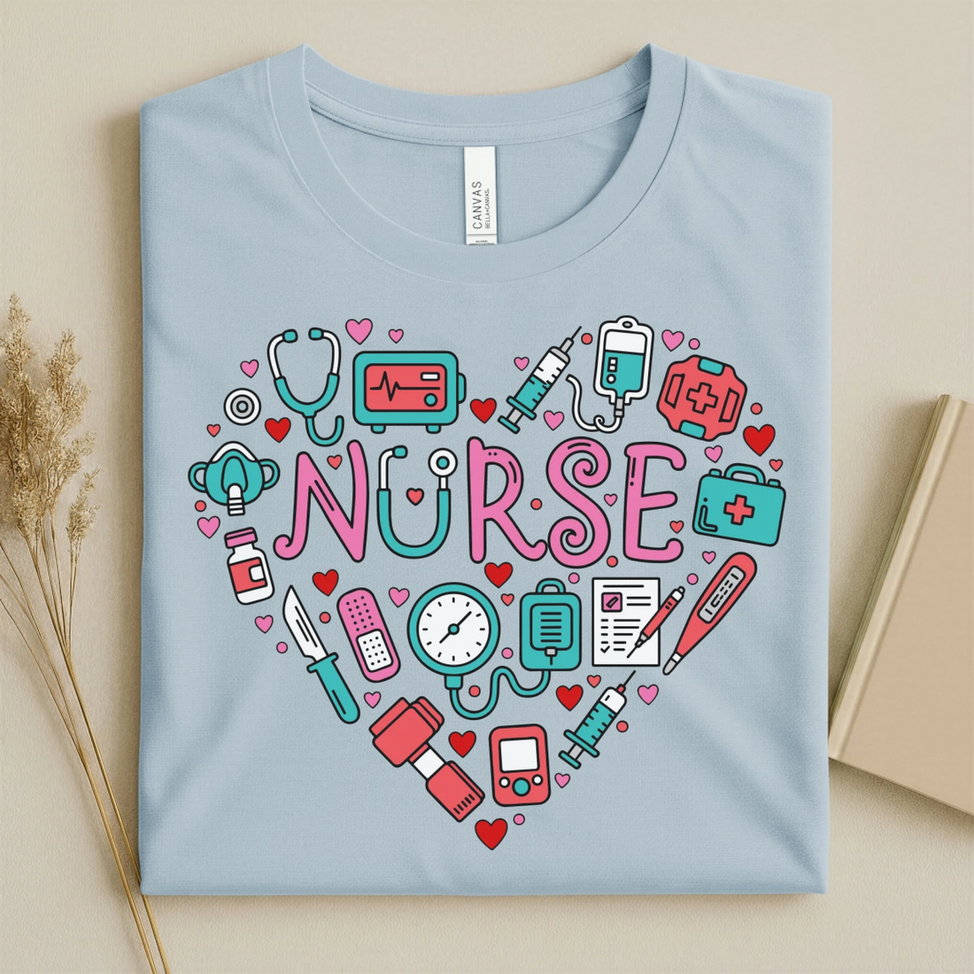 Nurse Heart Medical Icons Nurse T-Shirt