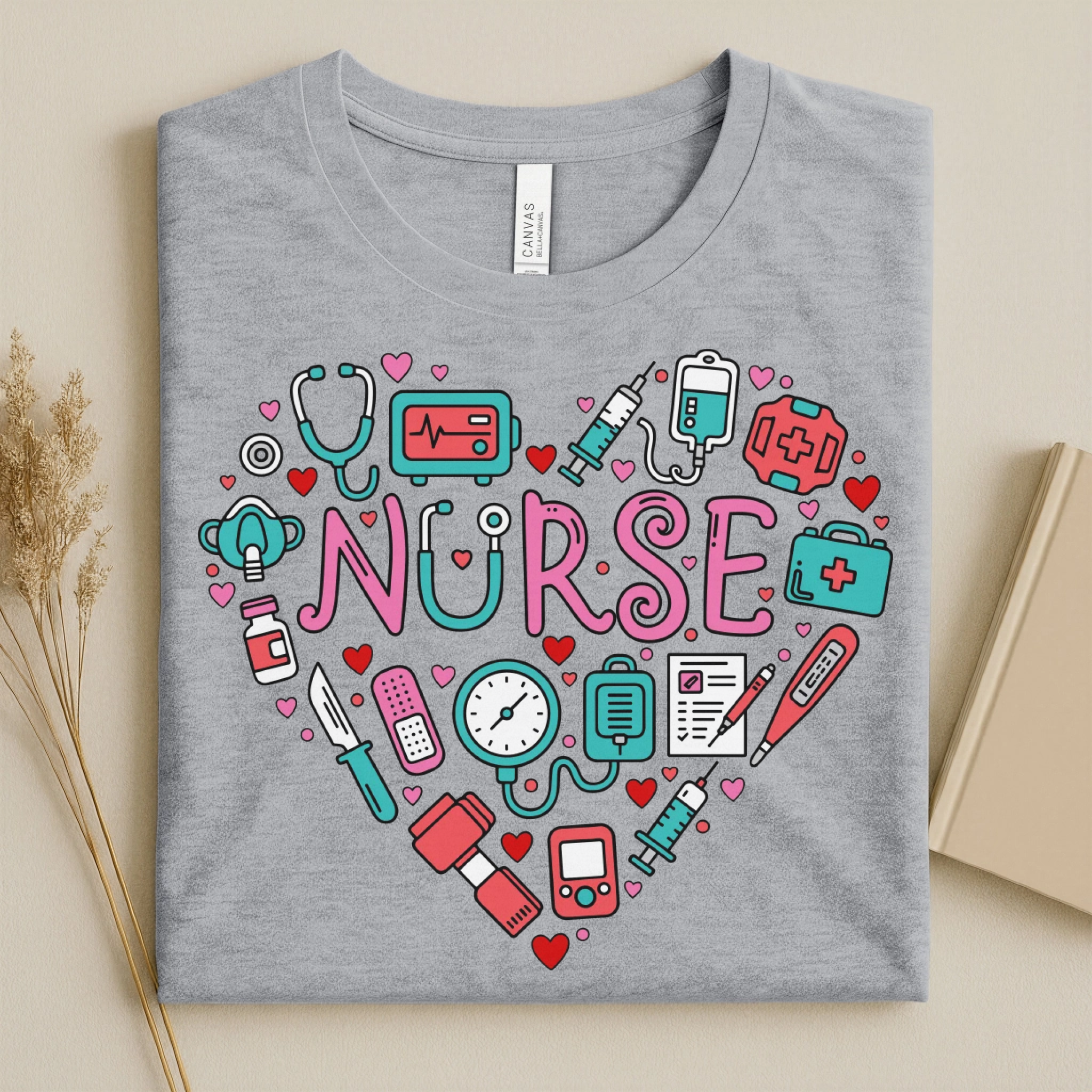 Nurse Heart Medical Icons Nurse T-Shirt