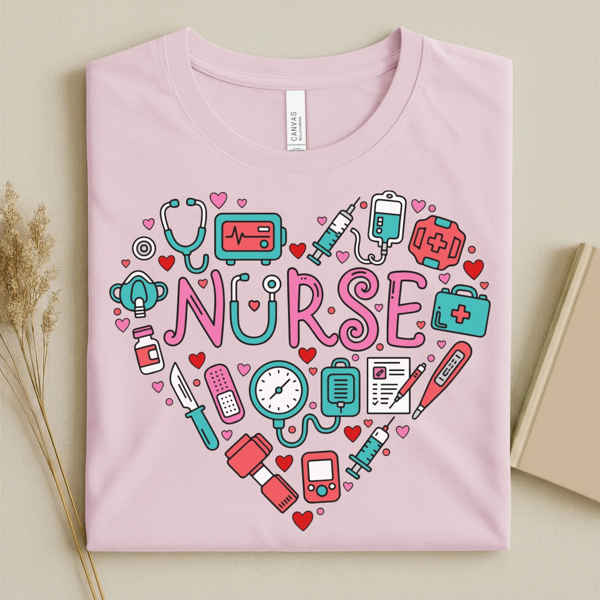 Nurse Heart Medical Icons Nurse T-Shirt