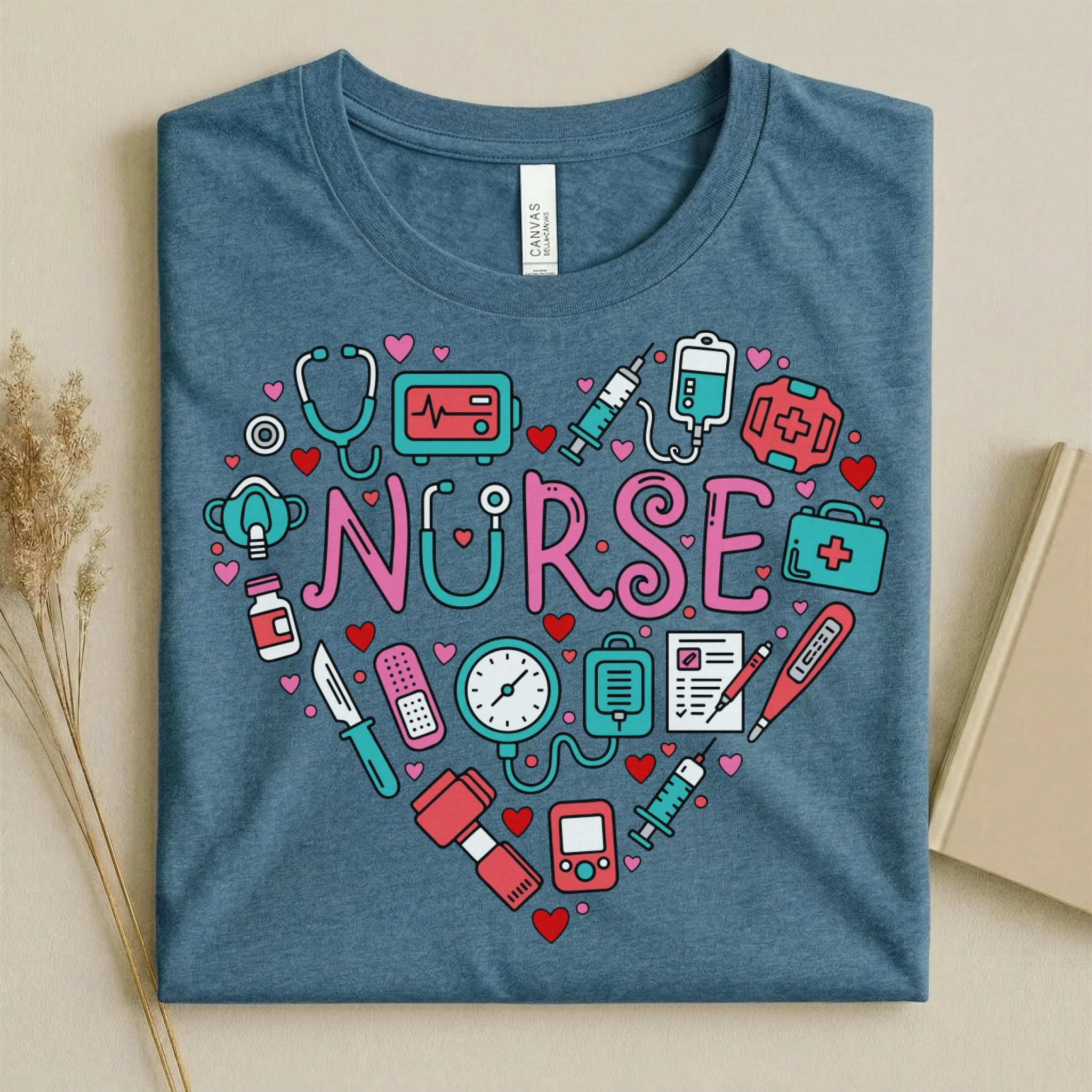 Nurse Heart Medical Icons Nurse T-Shirt