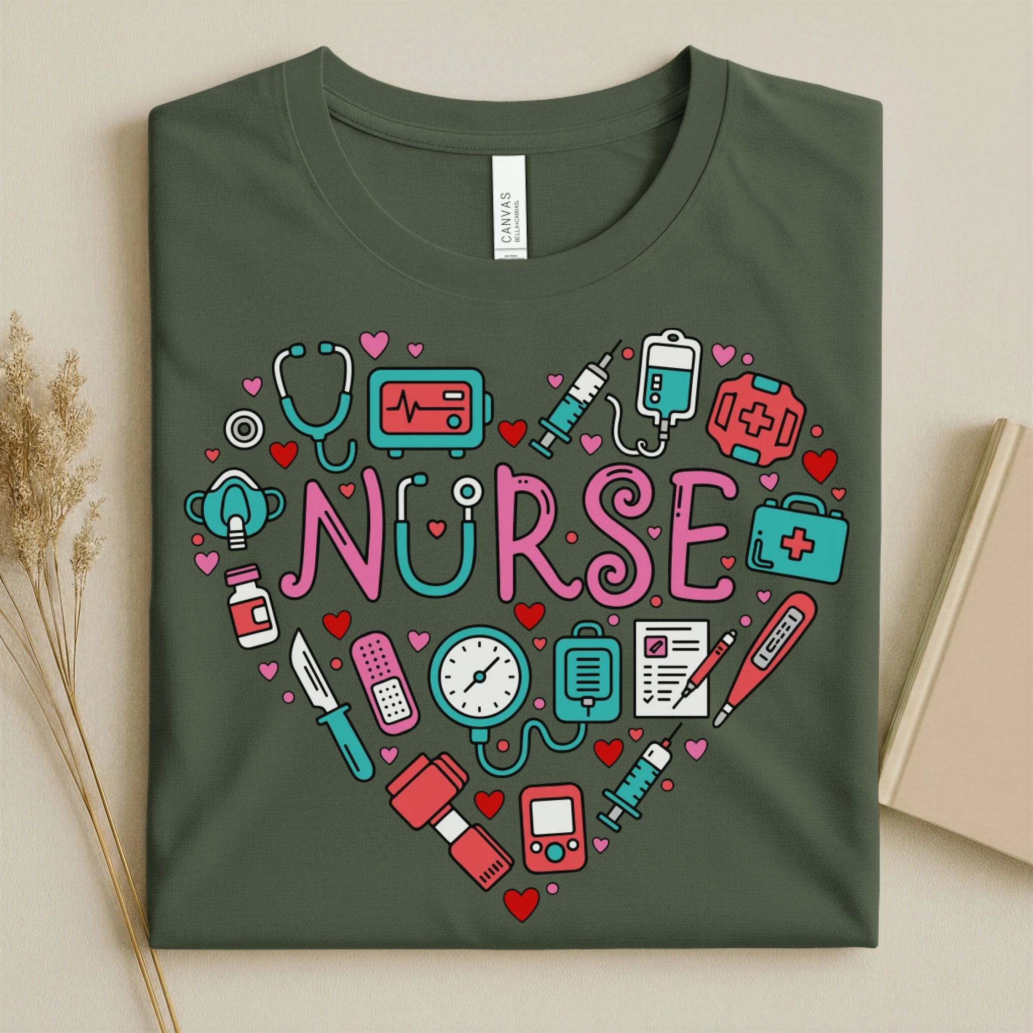 Nurse Heart Medical Icons Nurse T-Shirt