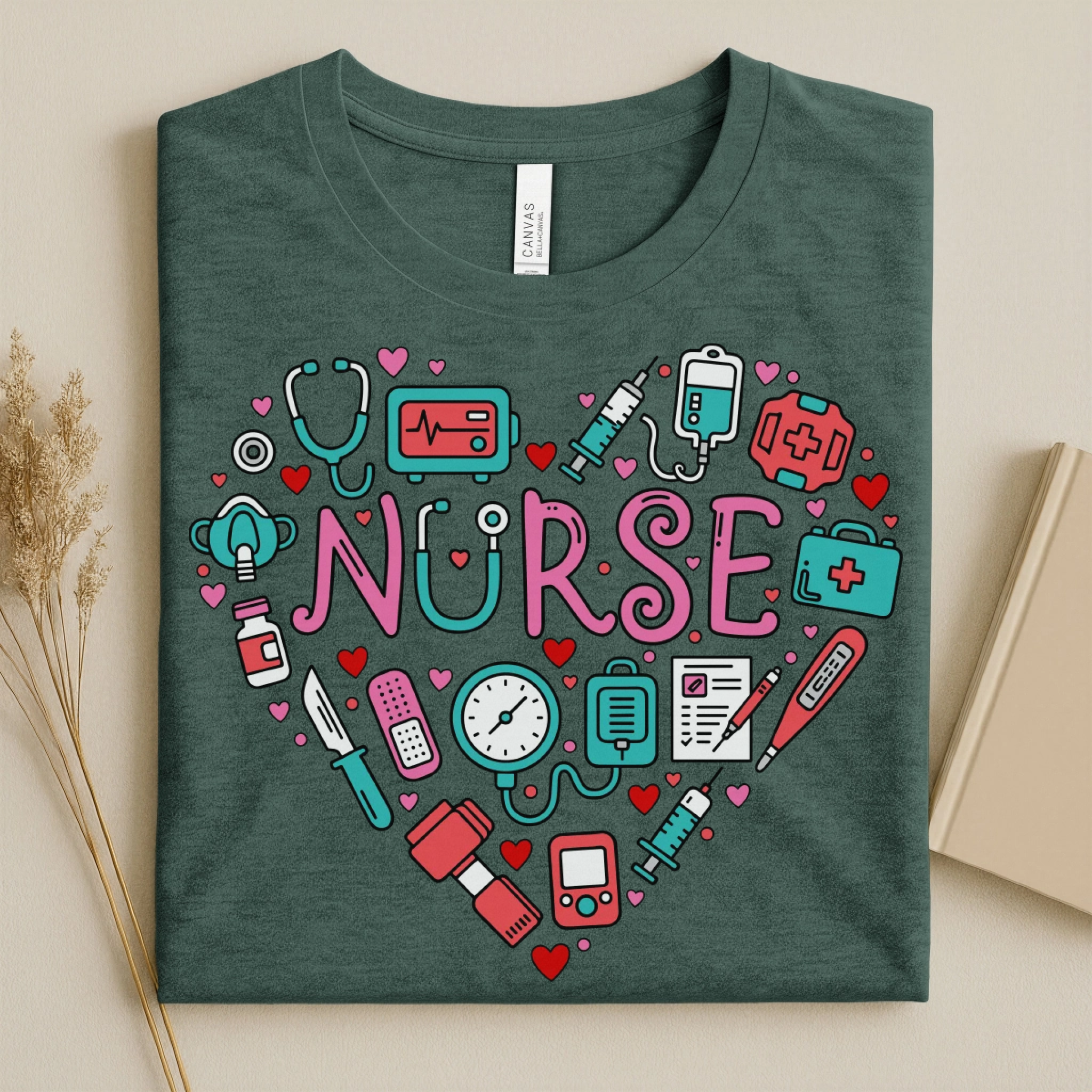Nurse Heart Medical Icons Nurse T-Shirt