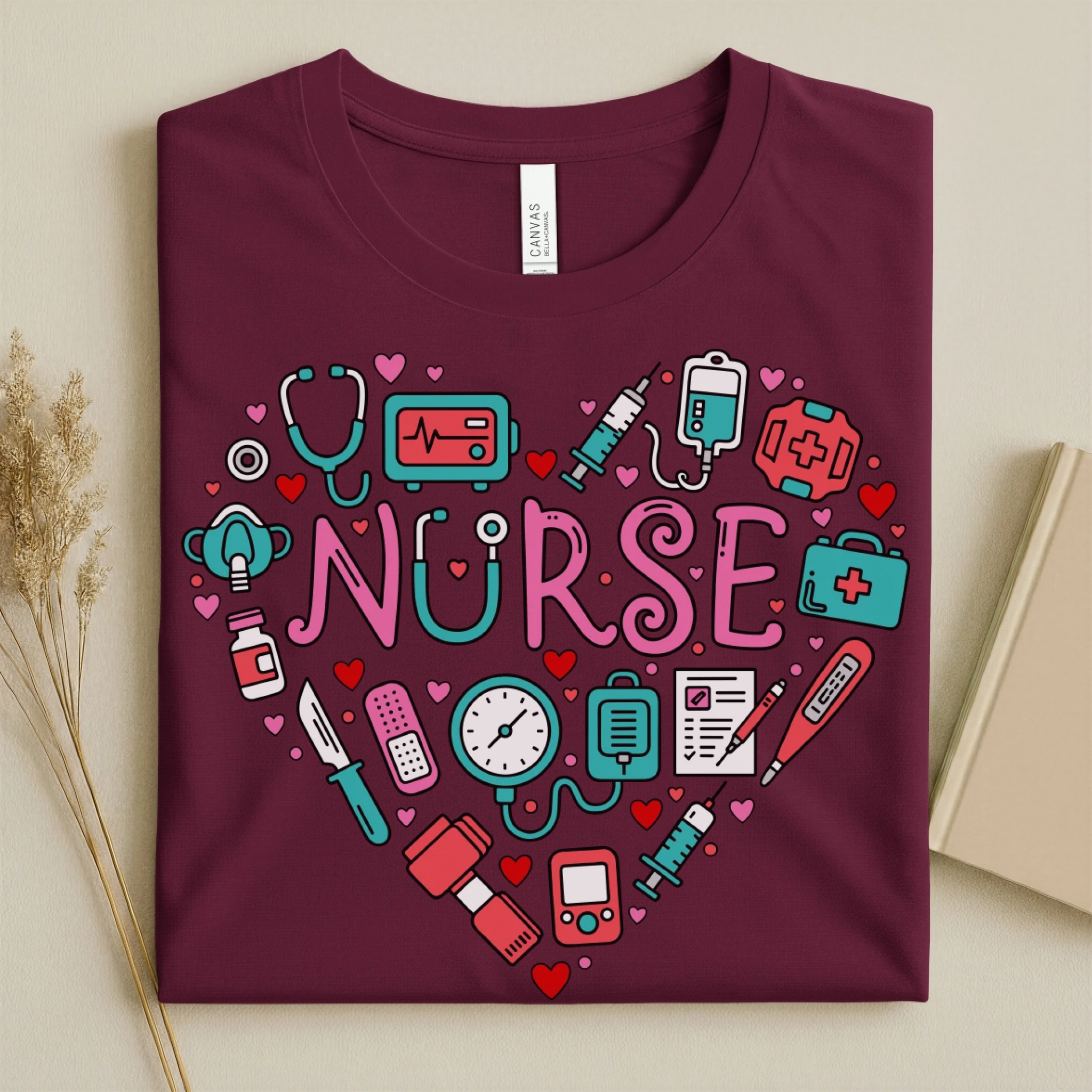 Nurse Heart Medical Icons Nurse T-Shirt