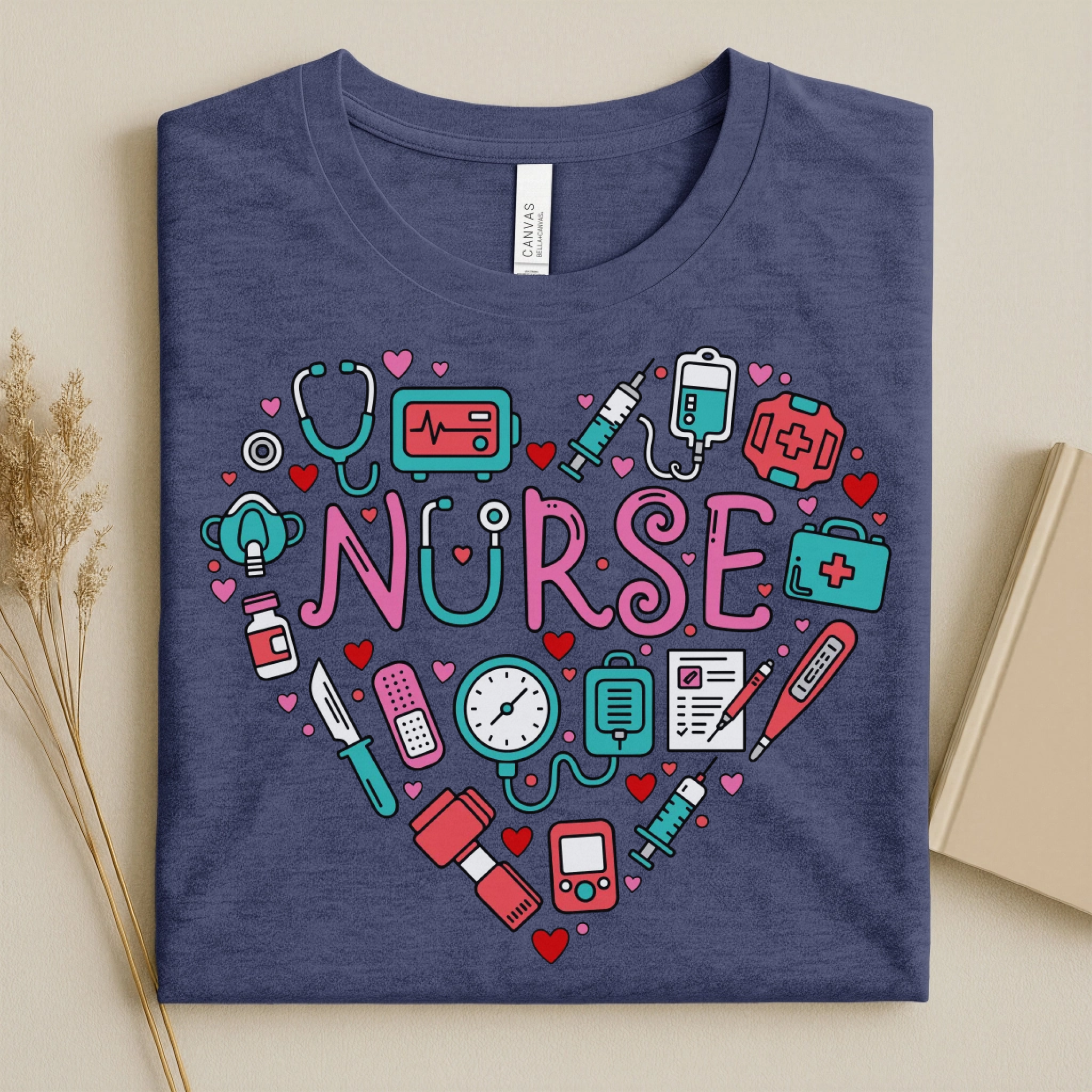 Nurse Heart Medical Icons Nurse T-Shirt