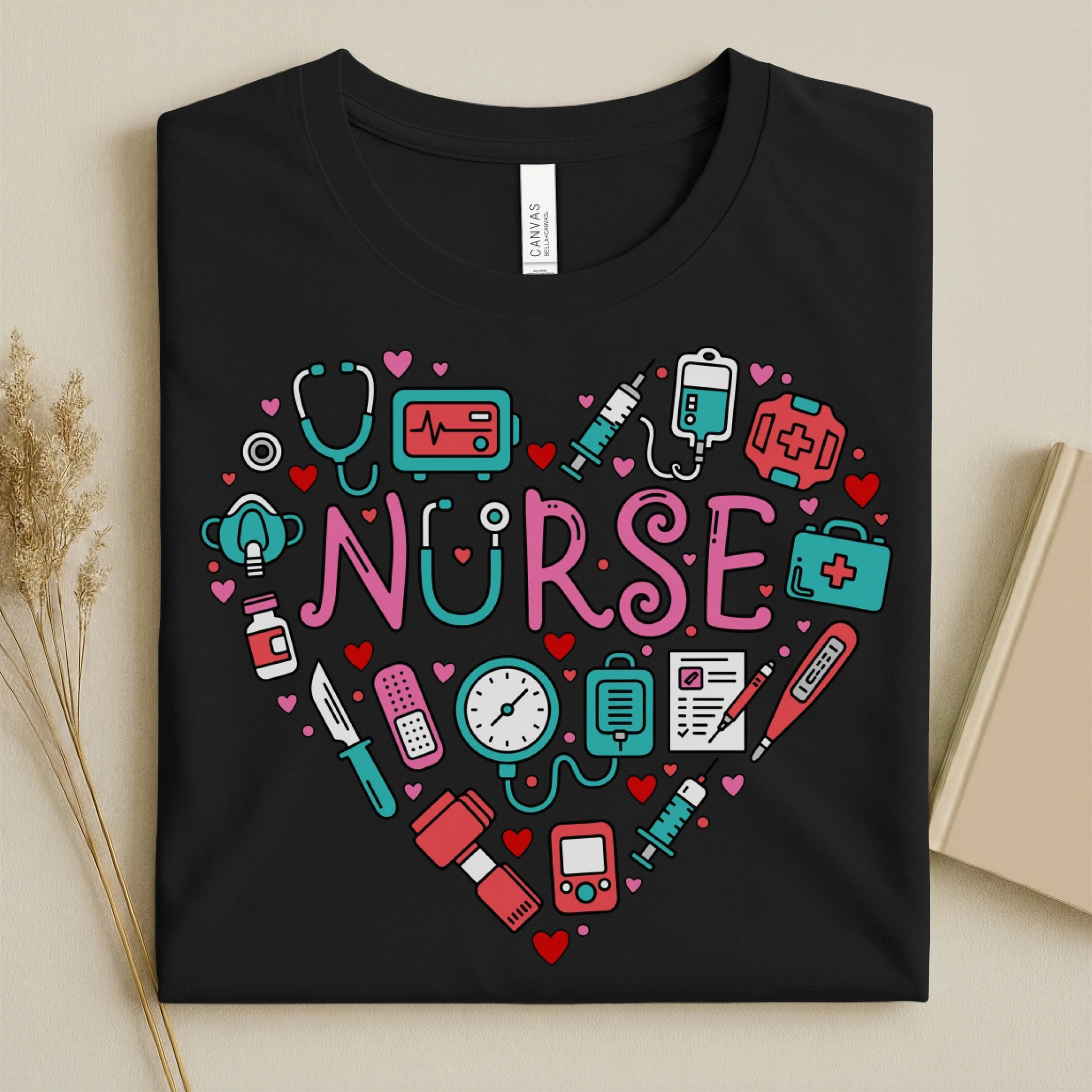 Nurse Heart Medical Icons Nurse T-Shirt