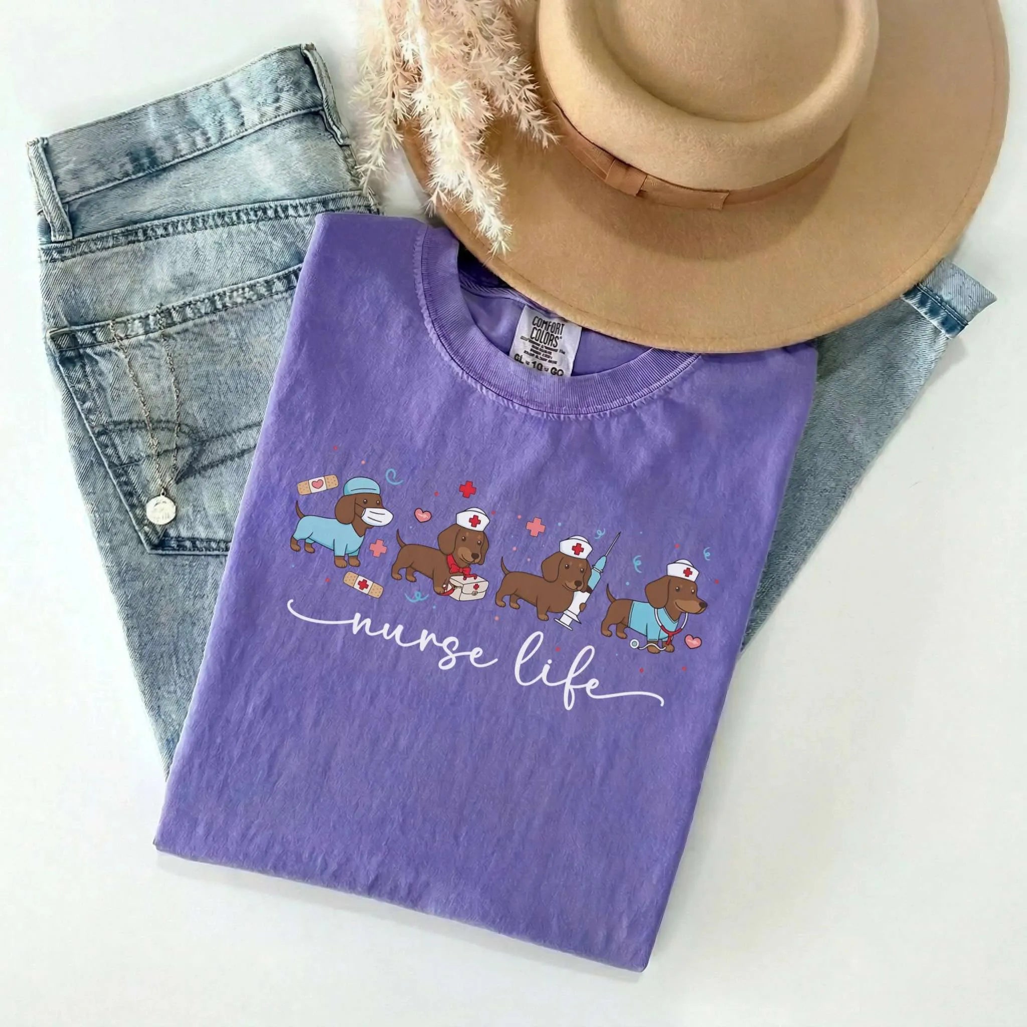Nurse Life Dachshund Dog Comfort Colors Tee