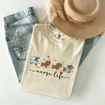 Nurse Life Dachshund Dog Comfort Colors Tee